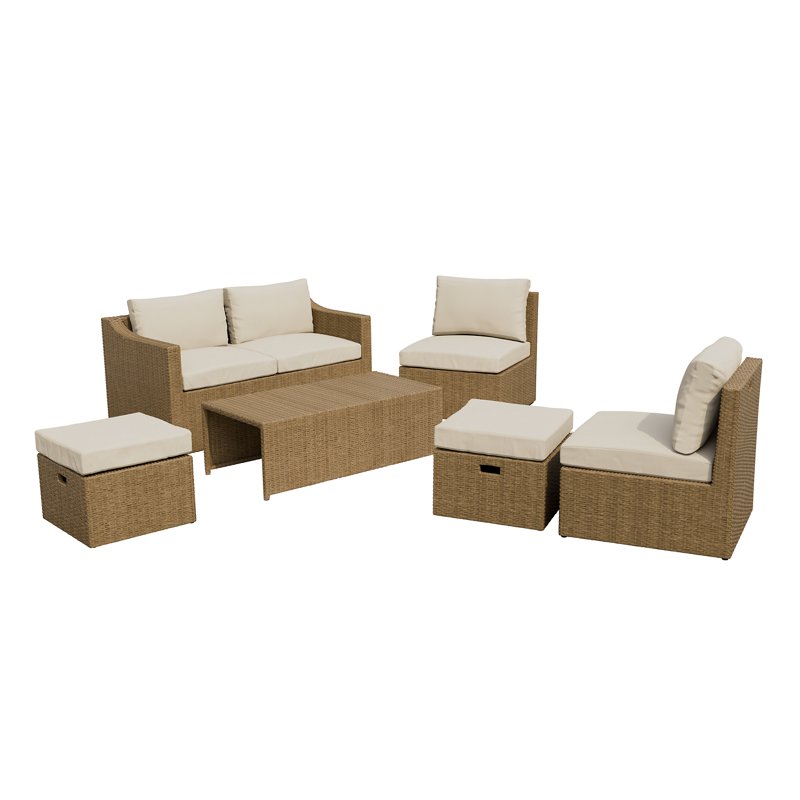 Mosaic Vanderwood 6-Piece Nesting Conversation Set Beige/Brown - Patio Accessories/Heating at Academy Sports