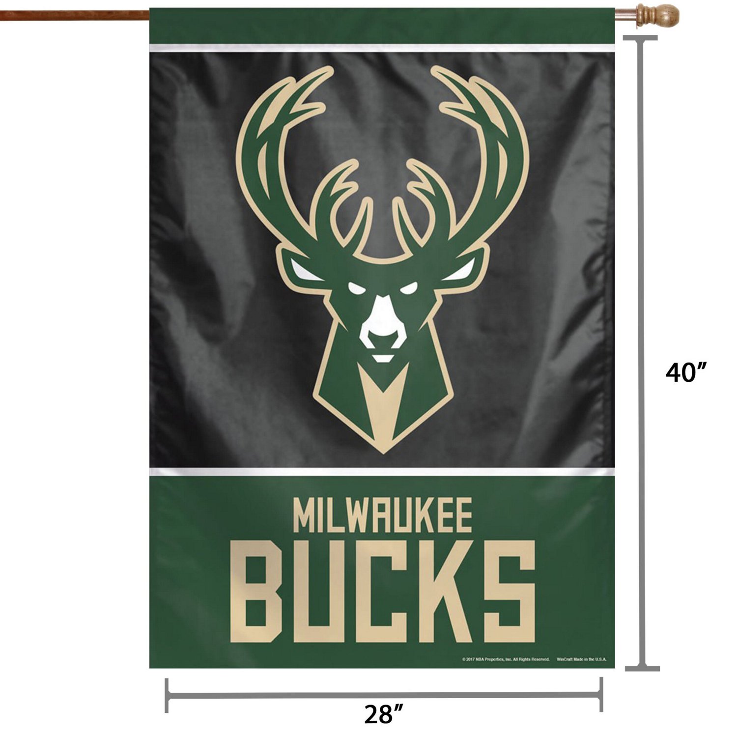 WinCraft Milwaukee Bucks 28" x 40" Primary Logo Single-Sided Vertical Banner - view number 2