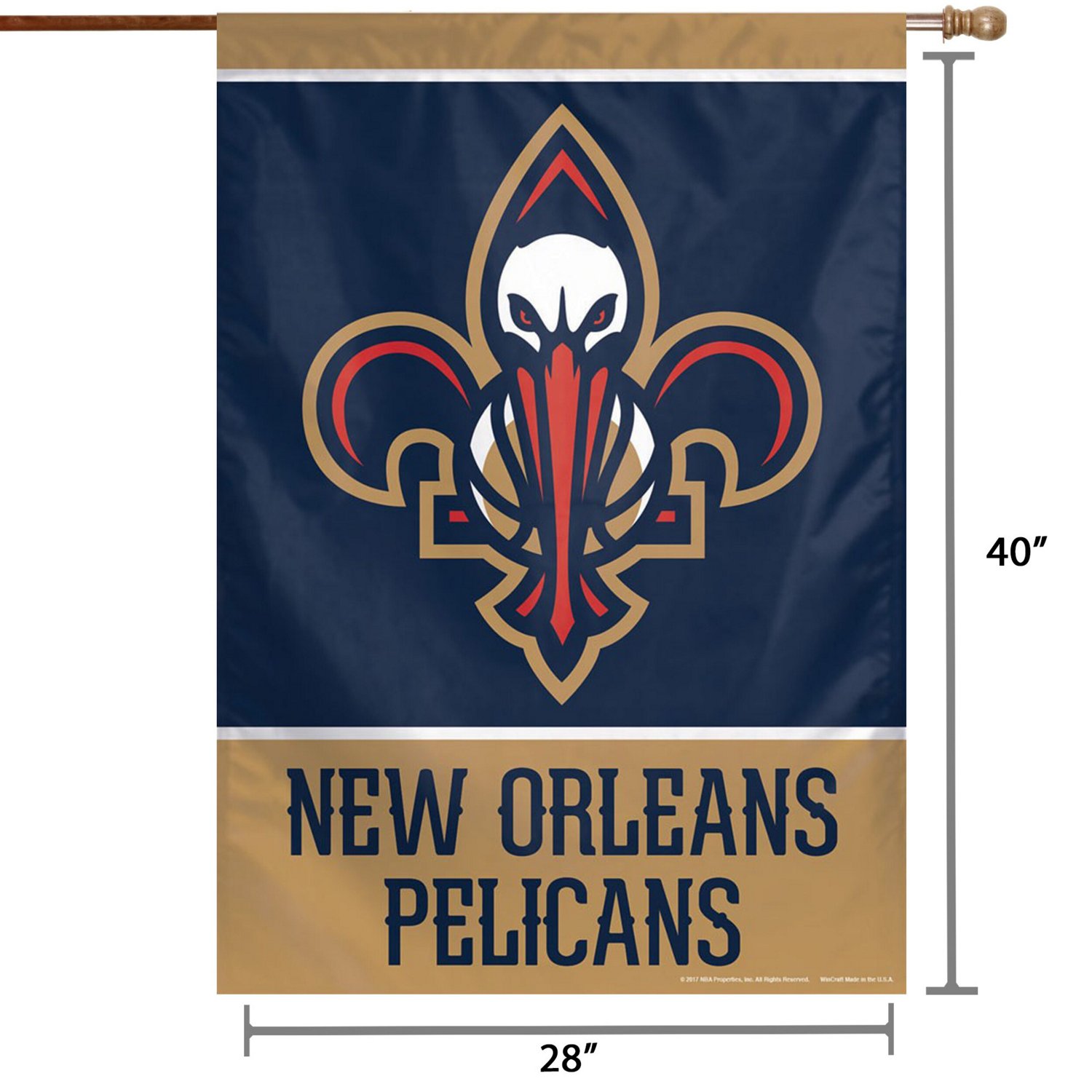 WinCraft New Orleans Pelicans 28" x 40" Primary Logo Single-Sided Vertical Banner - view number 2