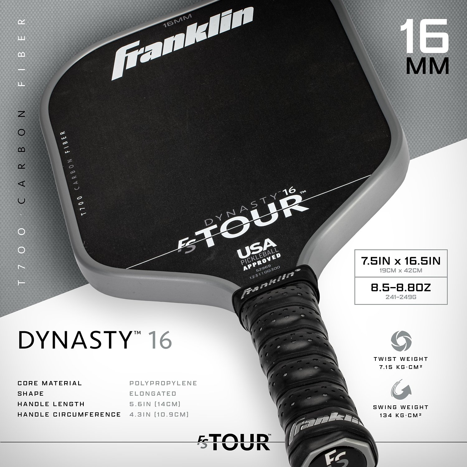  Franklin Sports Tour Dynasty 16 mm Carbon Paddle - view number 2