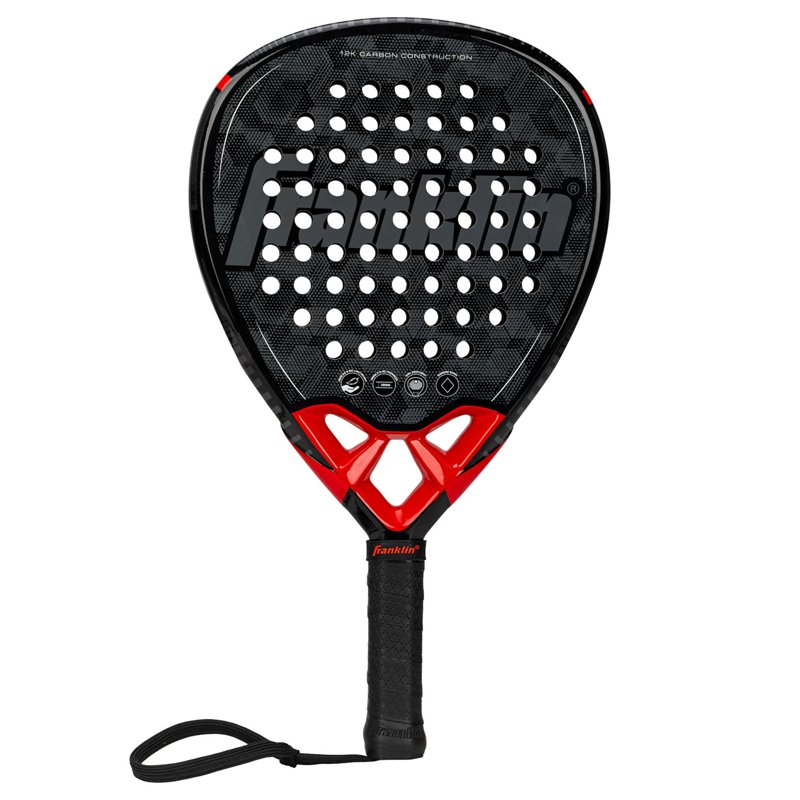 Franklin Sports Padel Racket - GLIDE - Fiberglass Padel Racket with Foam Core - Pop Tennis Racket - 365g Padel Racket - Premium Performance Racket - Black/Red