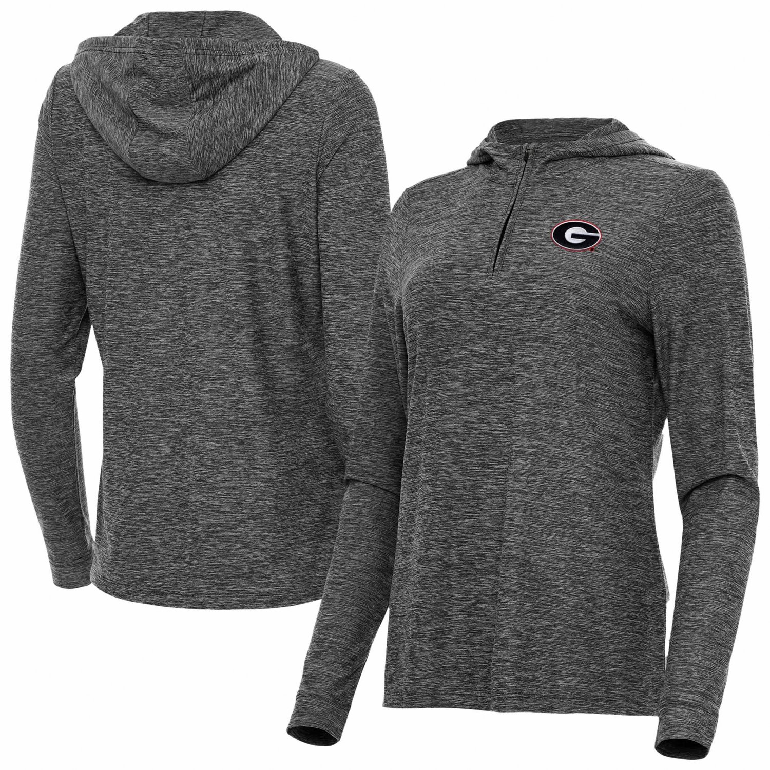 Antigua Heather Georgia Bulldogs Daybreak Quarter-Zip Hoodie