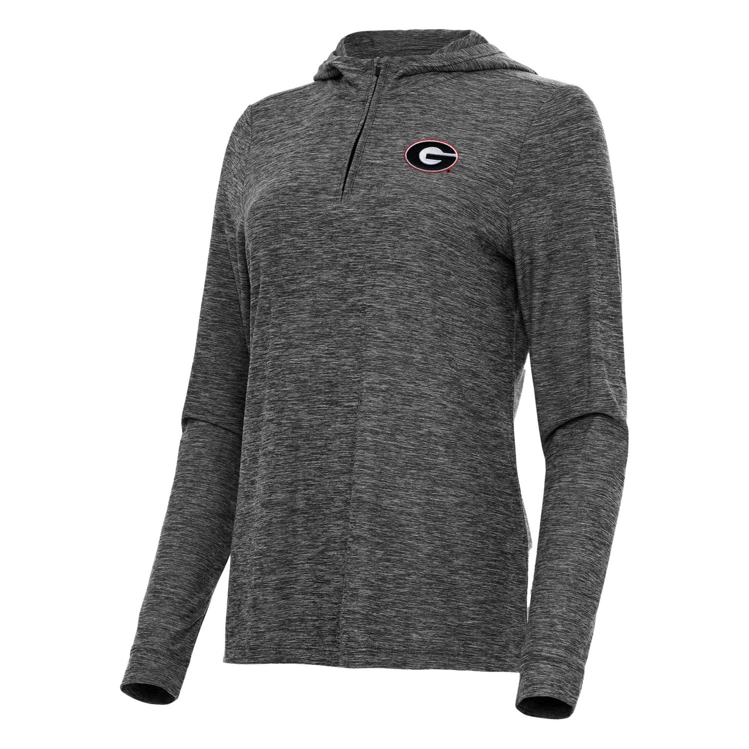 Antigua Heather Georgia Bulldogs Daybreak Quarter-Zip Hoodie - view number 2