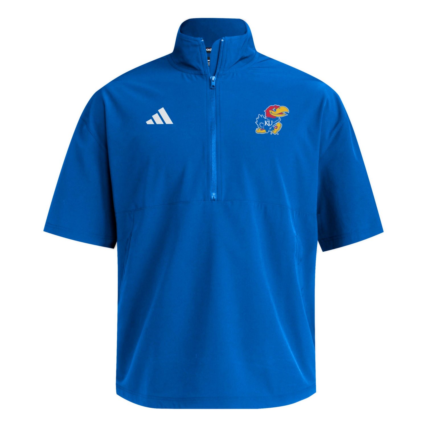 adidas Kansas Jayhawks Woven Quarter-Zip Short Sleeve Pullover - view number 2