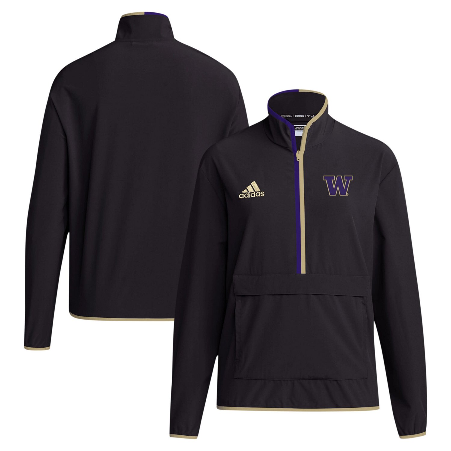adidas Washington Huskies 2024 Coaches Sideline Half-Zip Jacket - view number 1