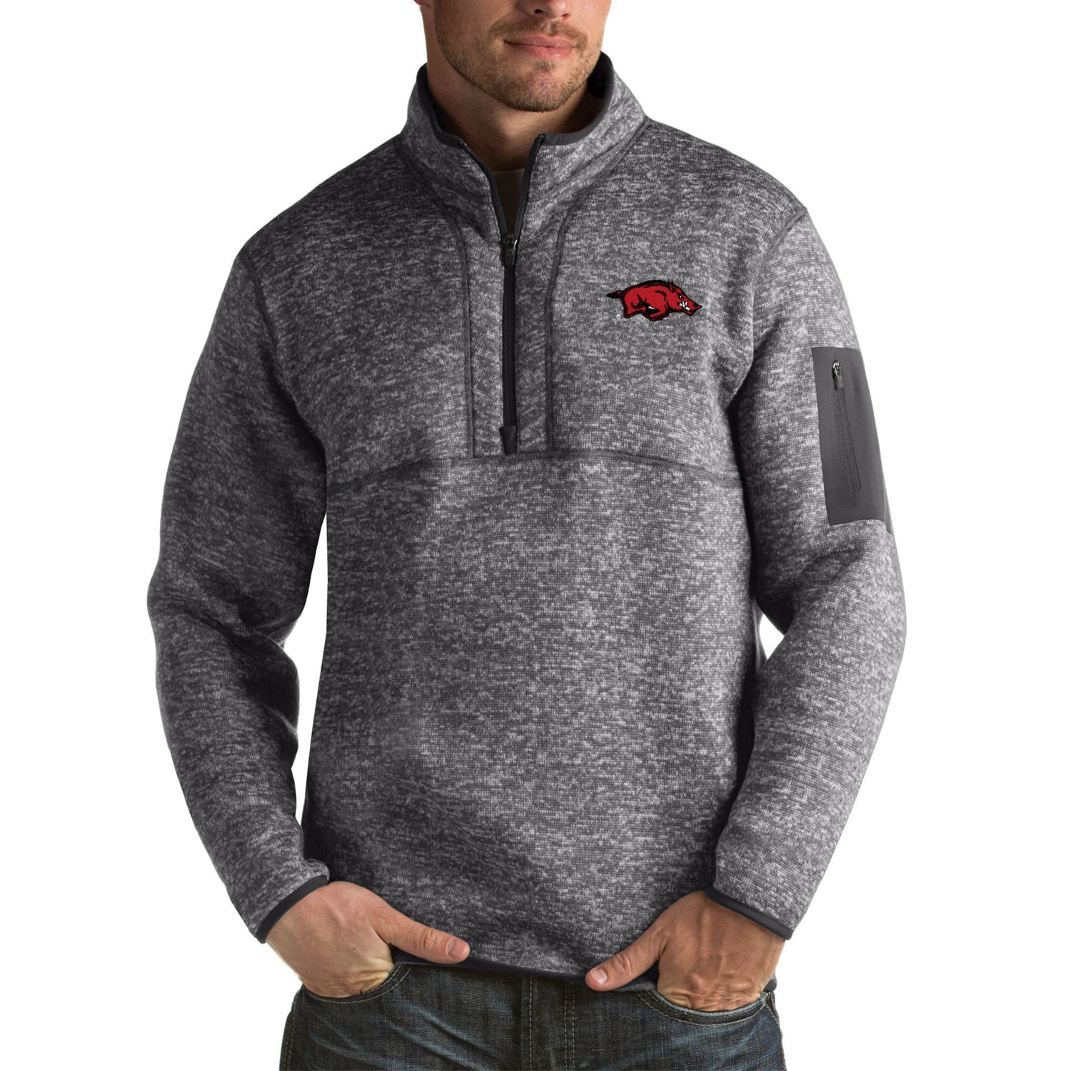 Antigua Arkansas Razorbacks Fortune Big  Tall Quarter-Zip Pullover Jacket