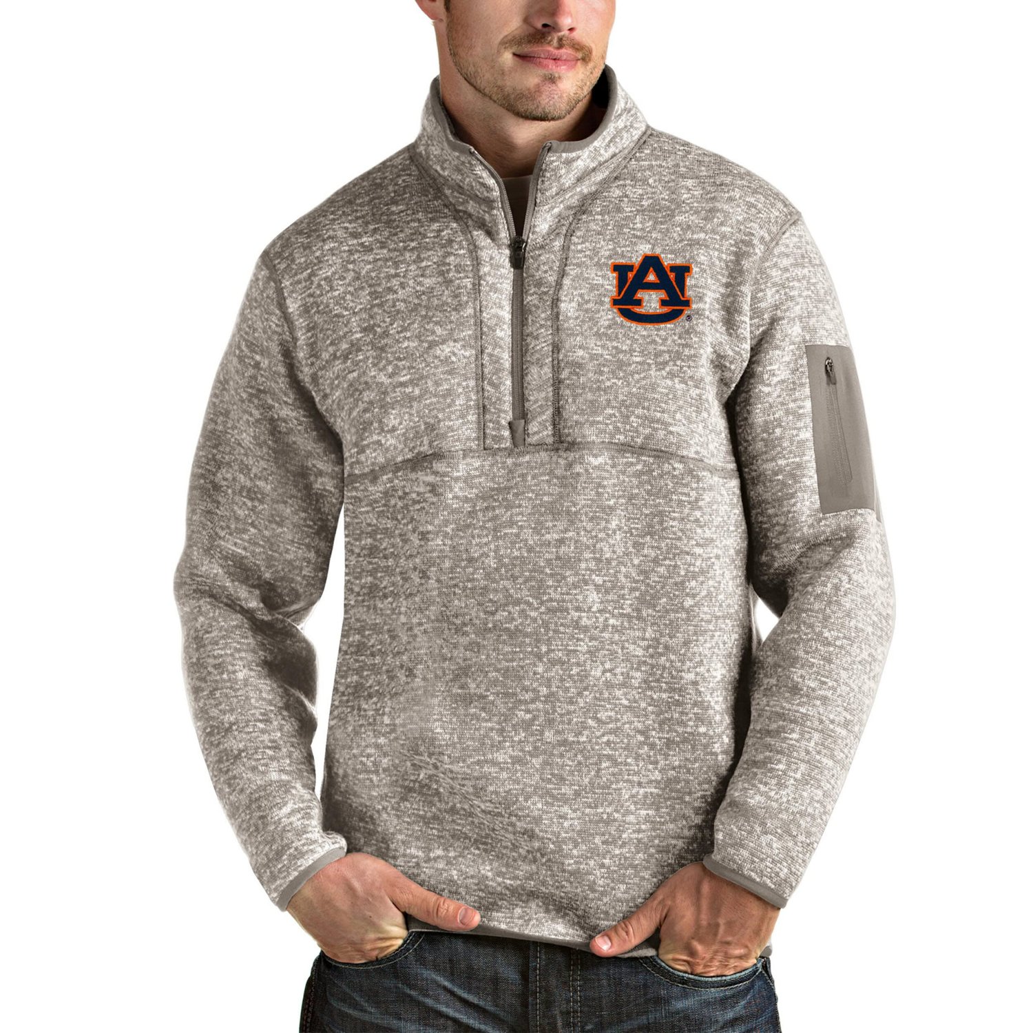 Antigua Auburn Tigers Fortune Half-Zip Pullover Jacket