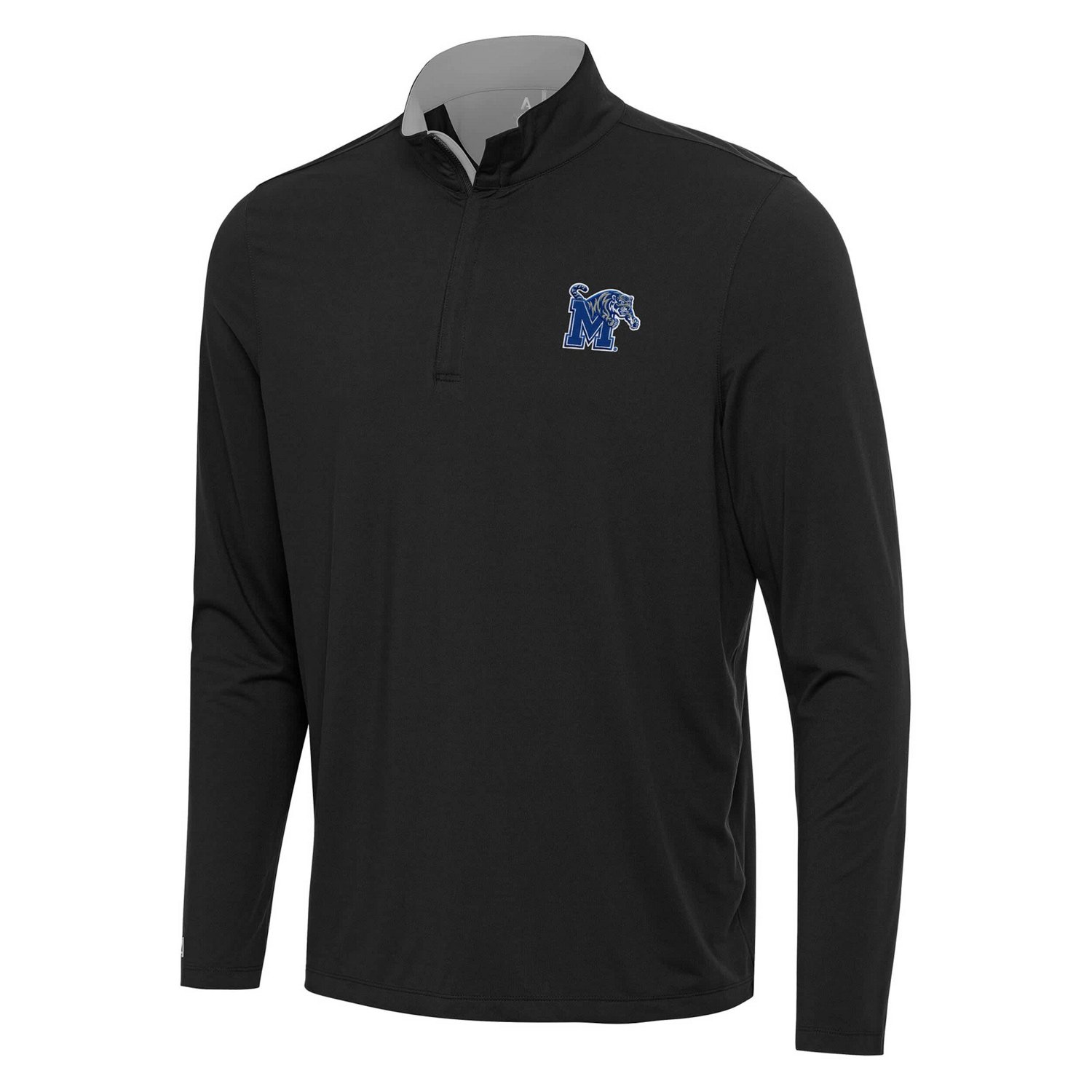 Antigua Gray Memphis Tigers Content Quarter-Zip Pullover Top