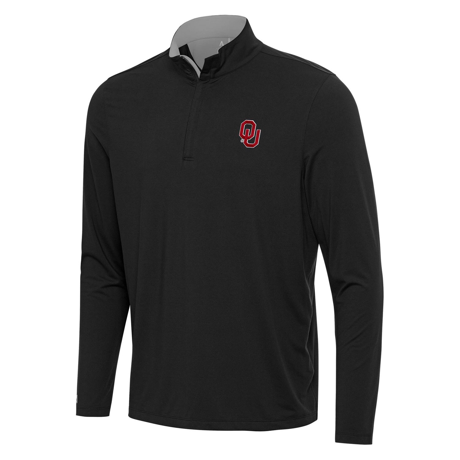Antigua Gray Oklahoma Sooners Content Quarter-Zip Pullover Top