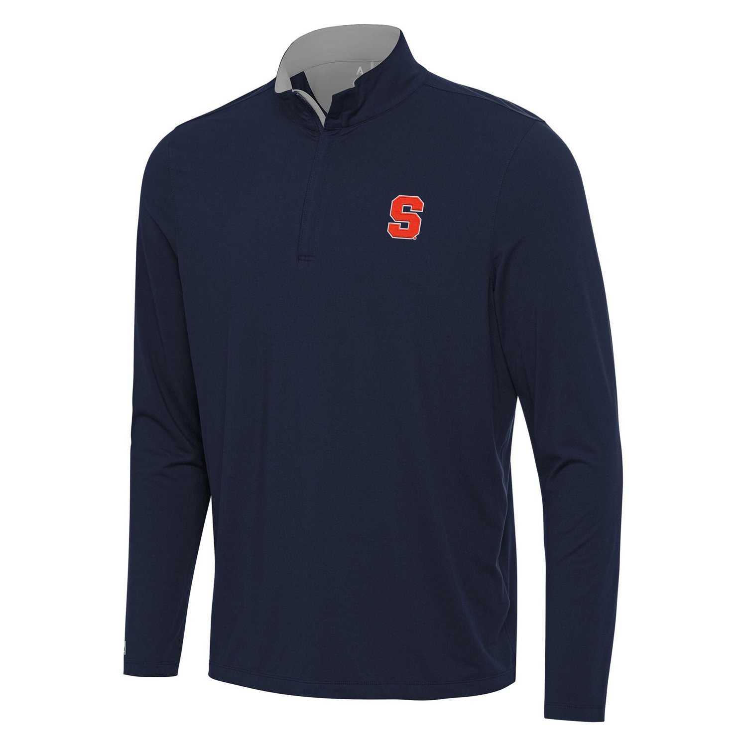 Antigua Gray Syracuse Orange Content Quarter-Zip Pullover Top