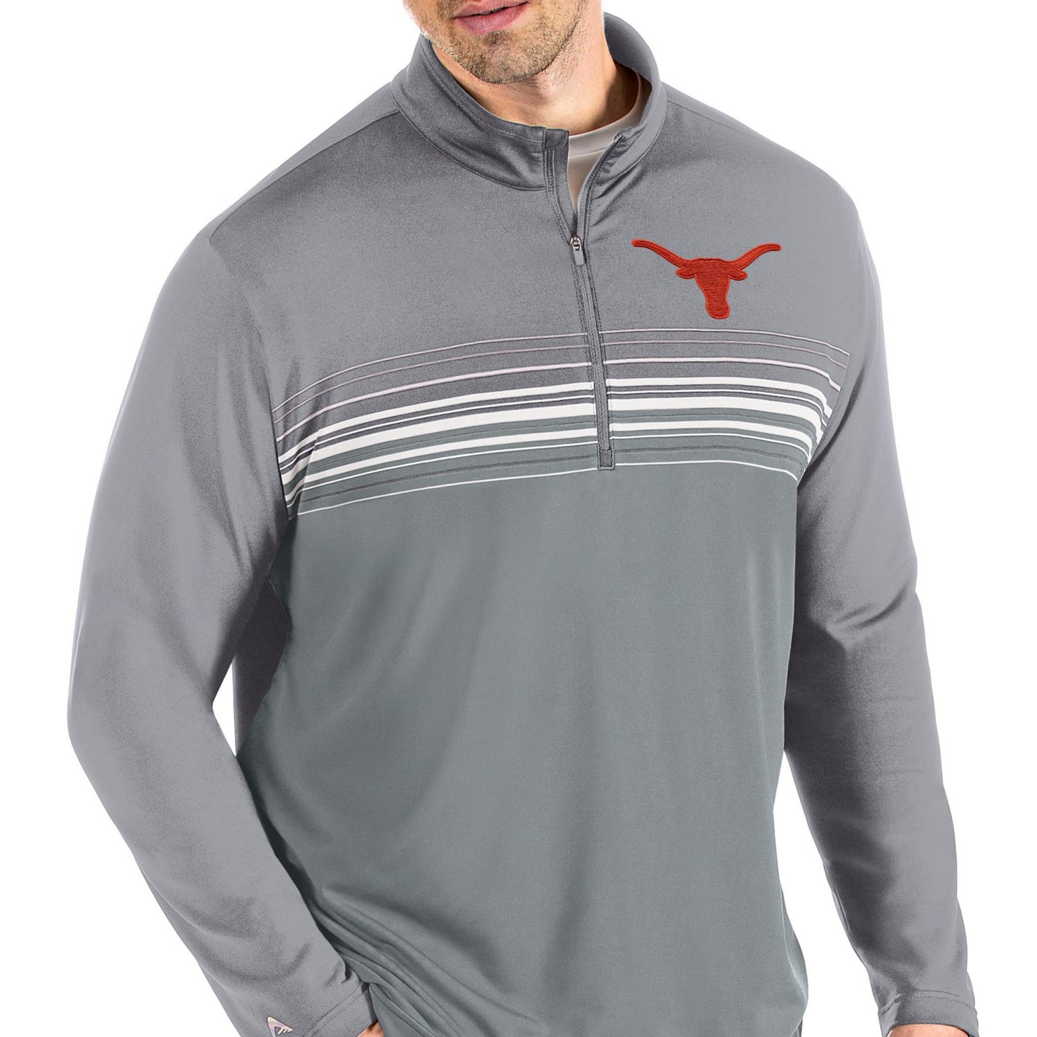 Antigua Gray Texas Longhorns Pace Quarter-Zip Pullover Jacket