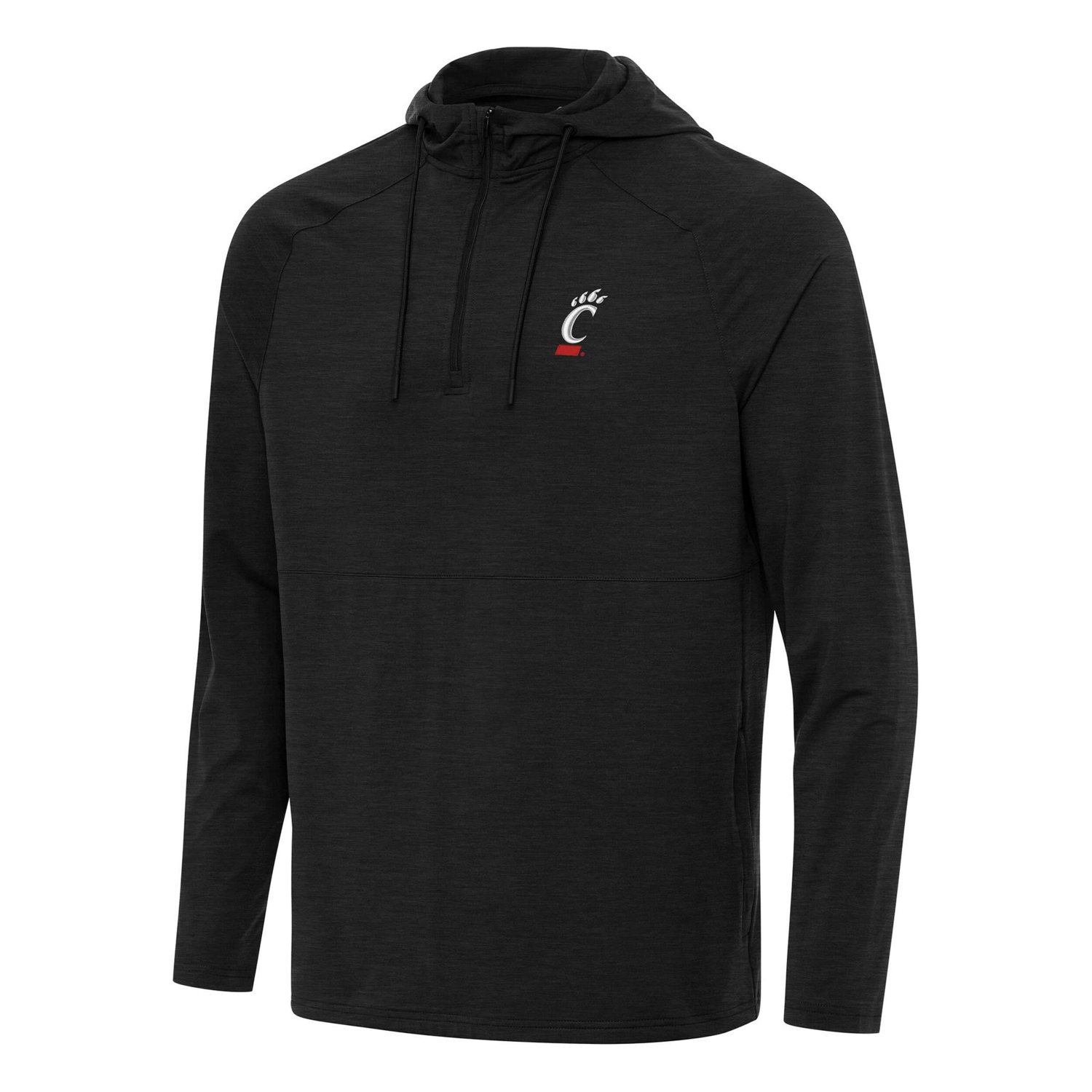 Antigua Heather Cincinnati Bearcats Spikes Raglan Quarter-Zip Hoodie - view number 1