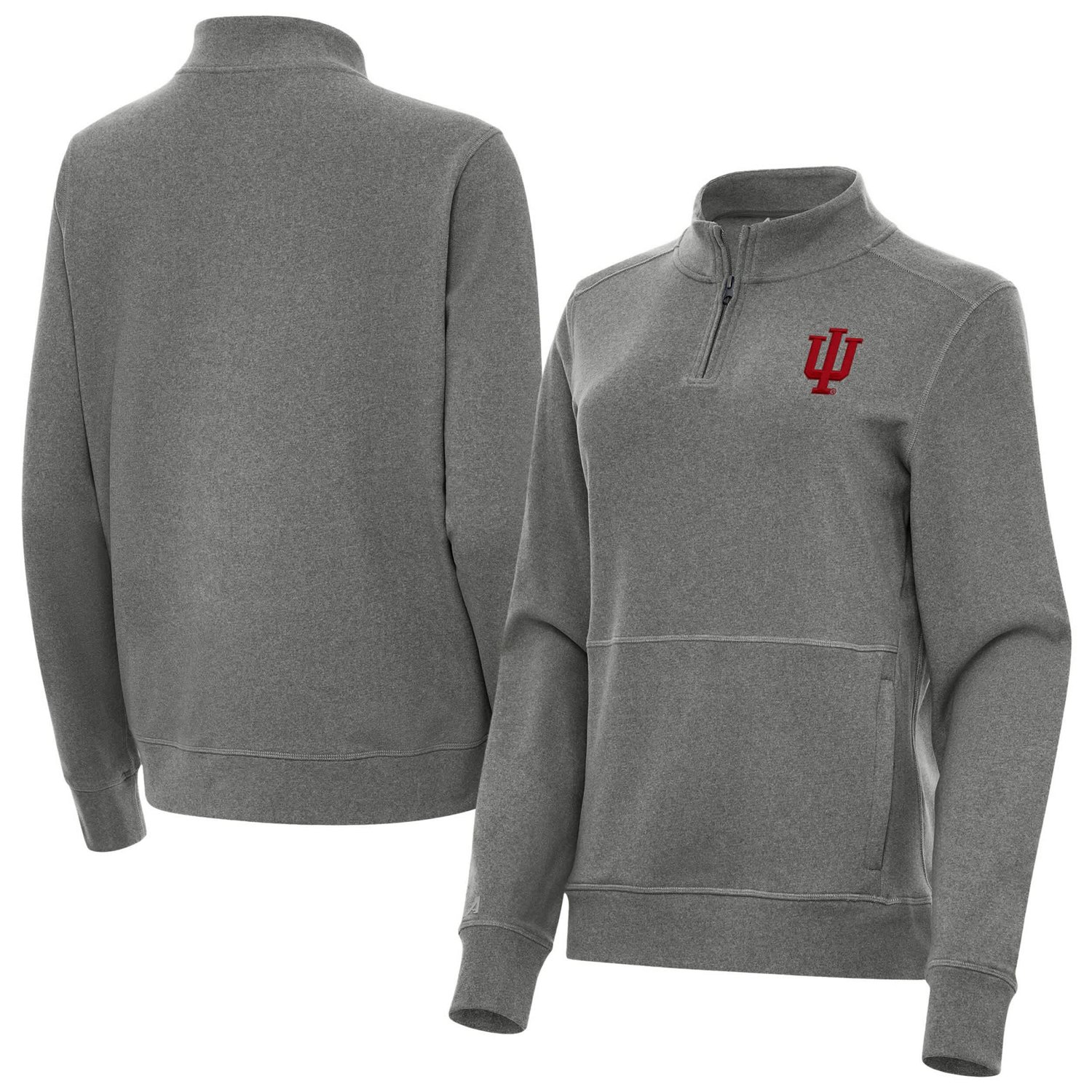 Antigua Heather Crimson Indiana Hoosiers Crush Quarter-Zip Jacket
