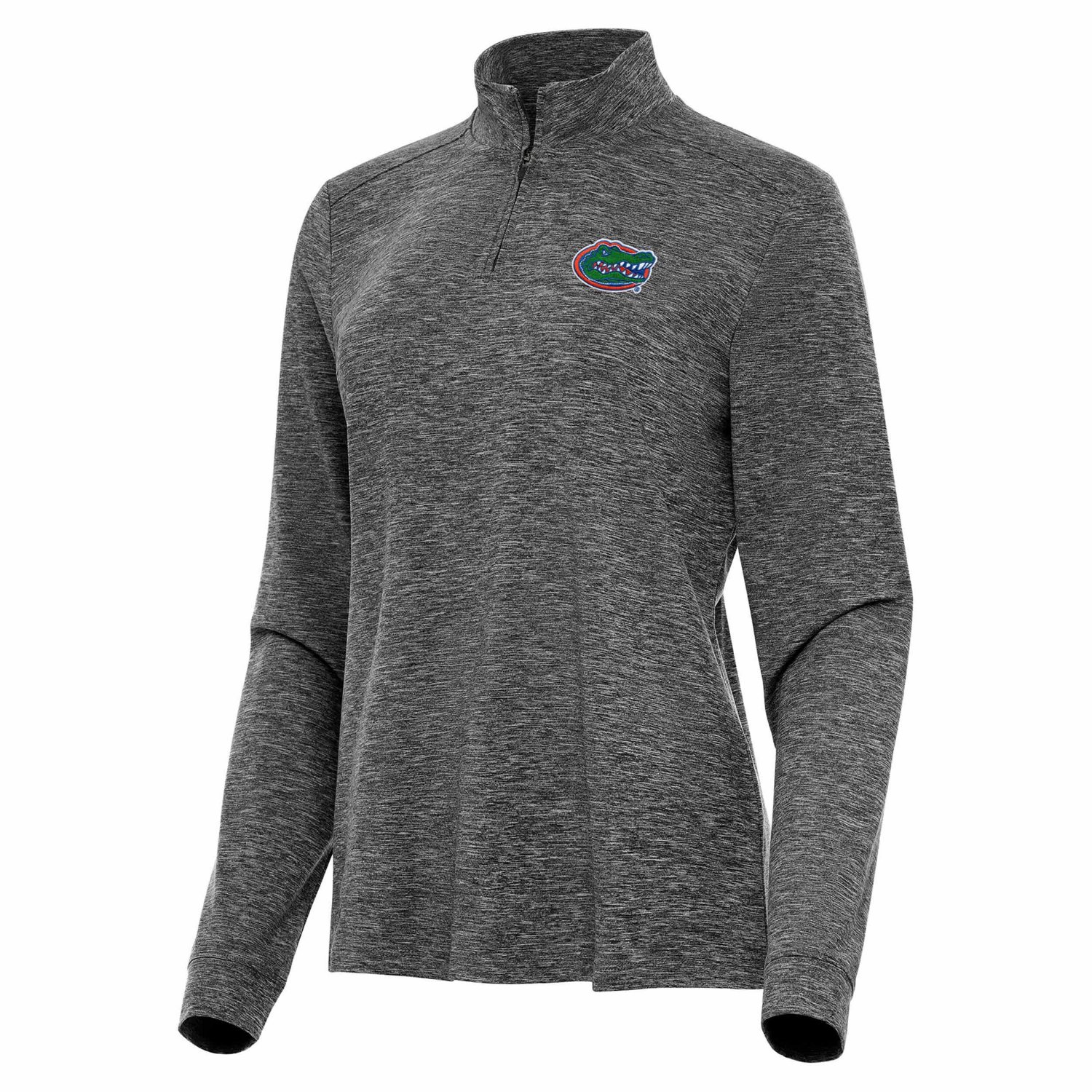 Antigua Heather Florida Gators Mentor Long Sleeve Quarter-Zip Mock Polo                                                          - view number 1