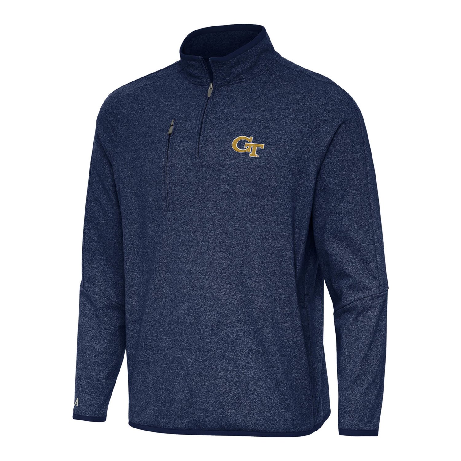 Antigua Heather Georgia Tech Yellow Jackets Certain Tri-Blend Quarter-Zip Top - view number 2