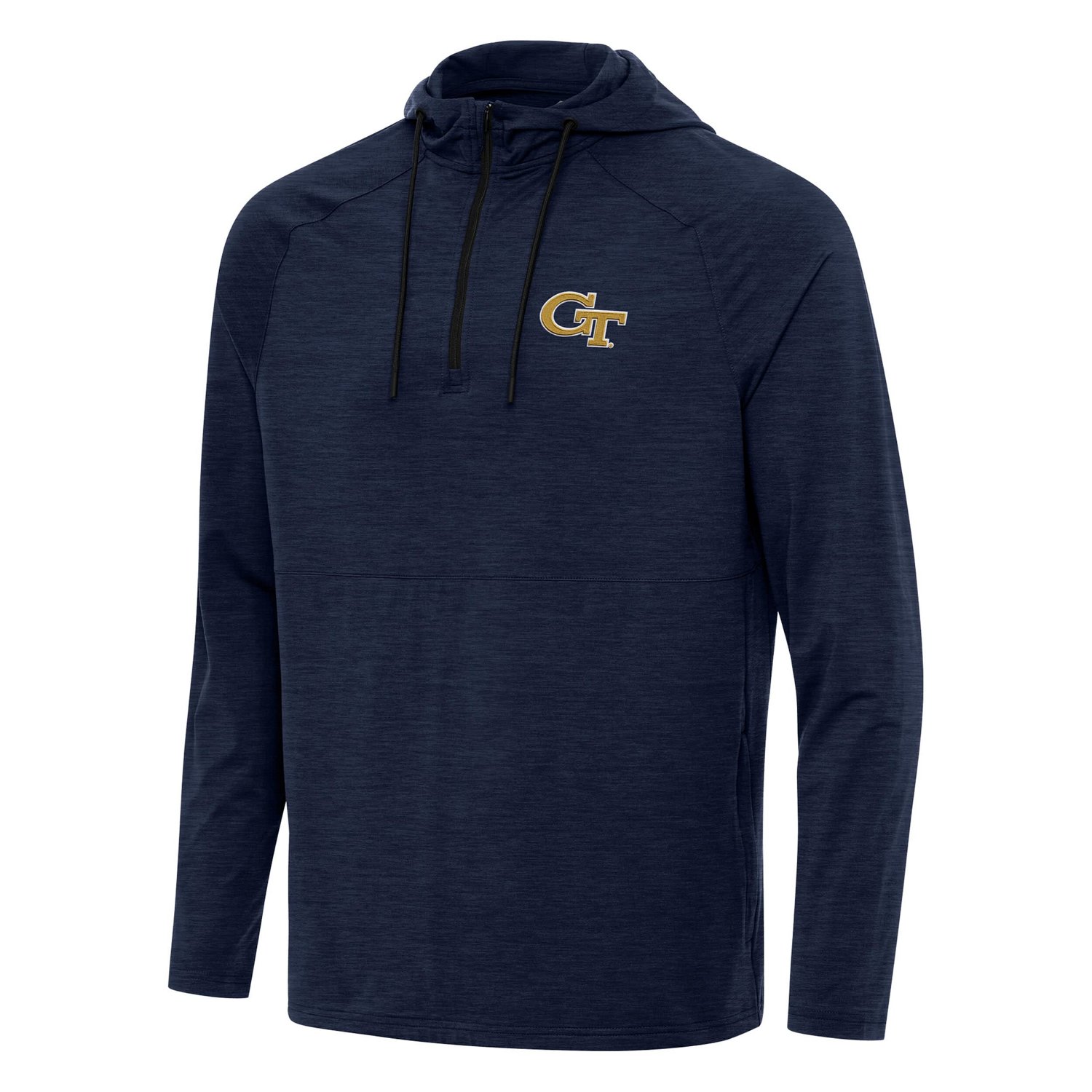 Antigua Heather Georgia Tech Yellow Jackets Spikes Quarter-Zip Hoodie - view number 2