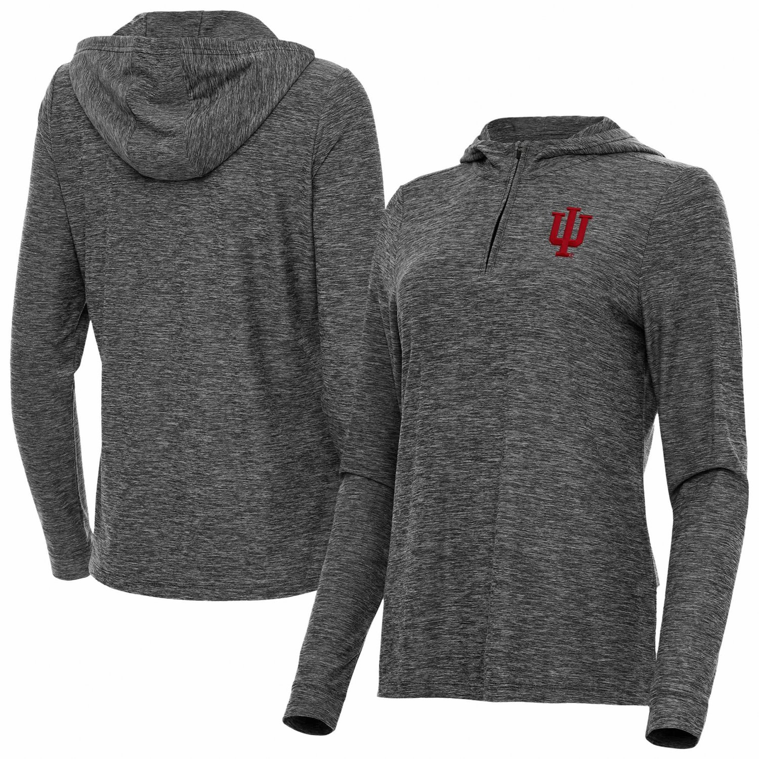 Antigua Heather Indiana Hoosiers Daybreak Quarter-Zip Hoodie