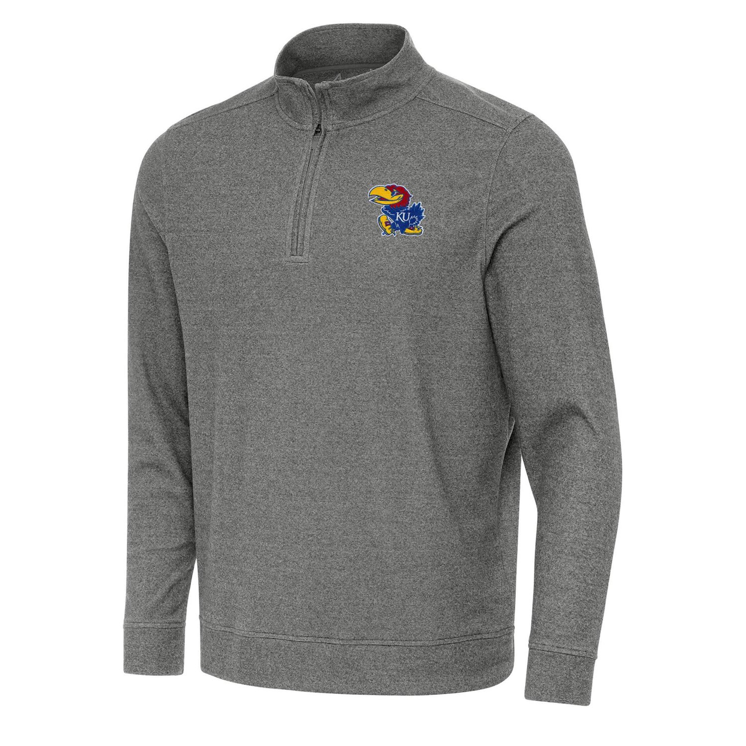 Antigua Heather Kansas Jayhawks Subtle Quarter-Zip Sweatshirt