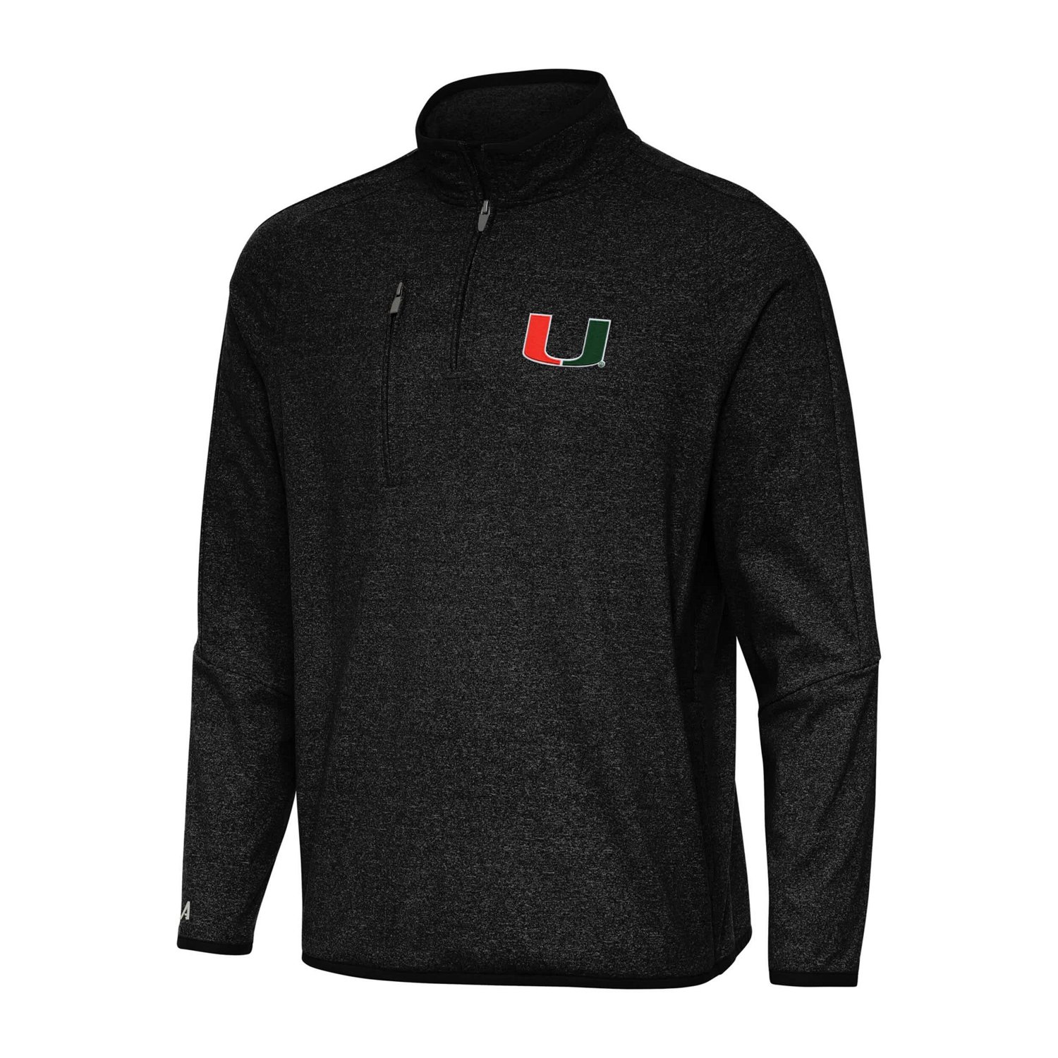 Antigua Heather Miami Hurricanes Certain Quarter-Zip Tri-Blend Sweatshirt