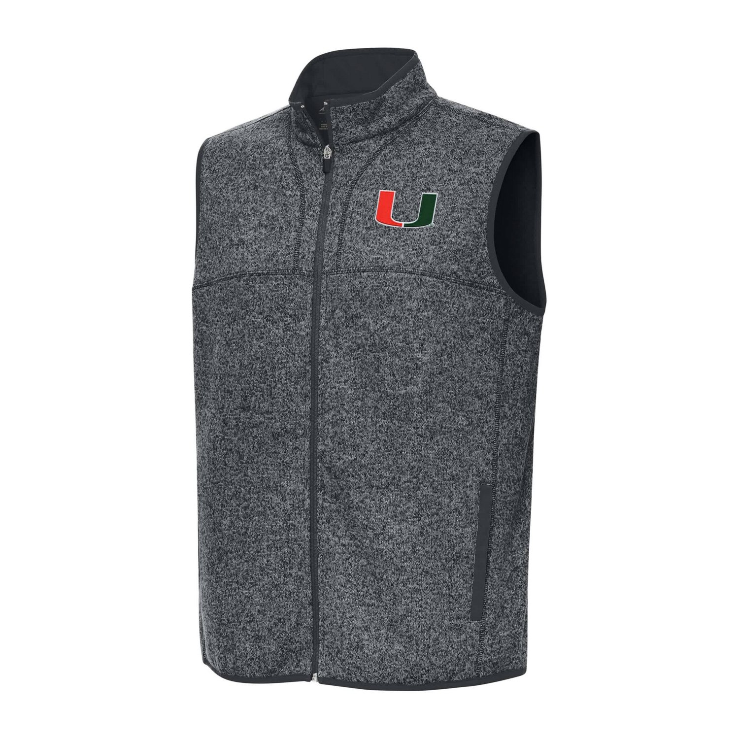 Antigua Heather Miami Hurricanes Fortune Full-Zip Vest