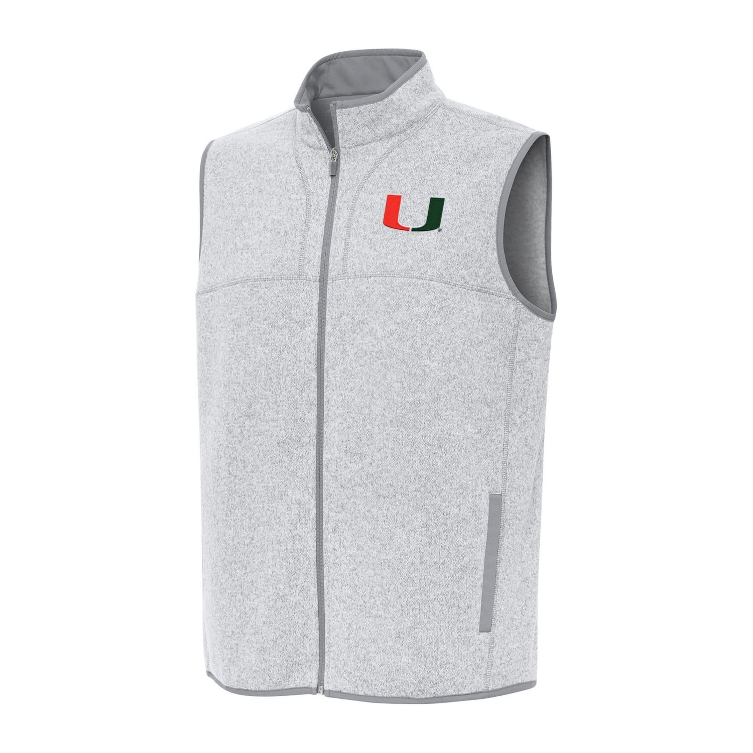 Antigua Heather Miami Hurricanes Fortune Full-Zip Vest