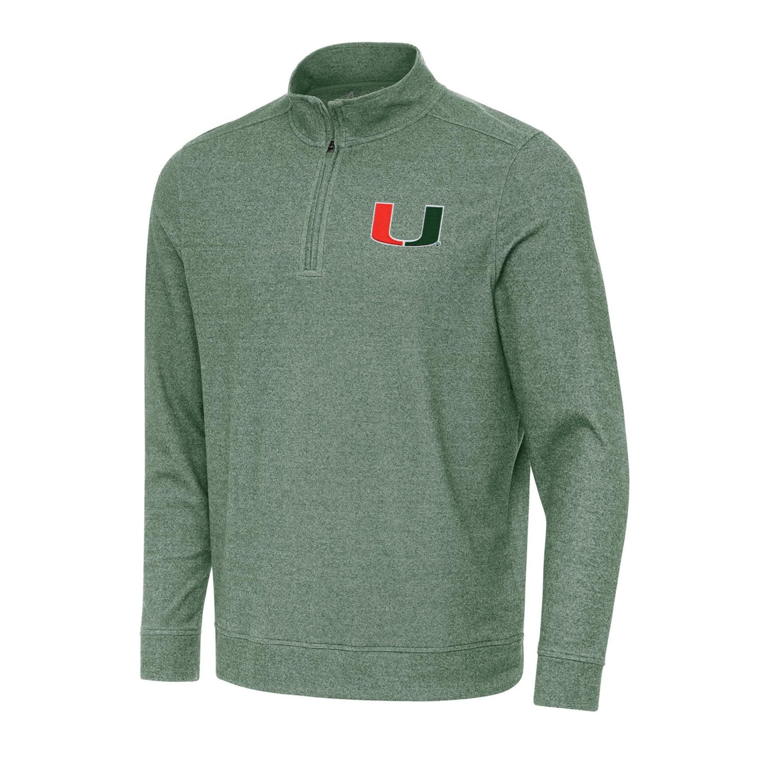 Antigua Heather Miami Hurricanes Subtle Quarter-Zip Sweatshirt                                                                   - view number 1