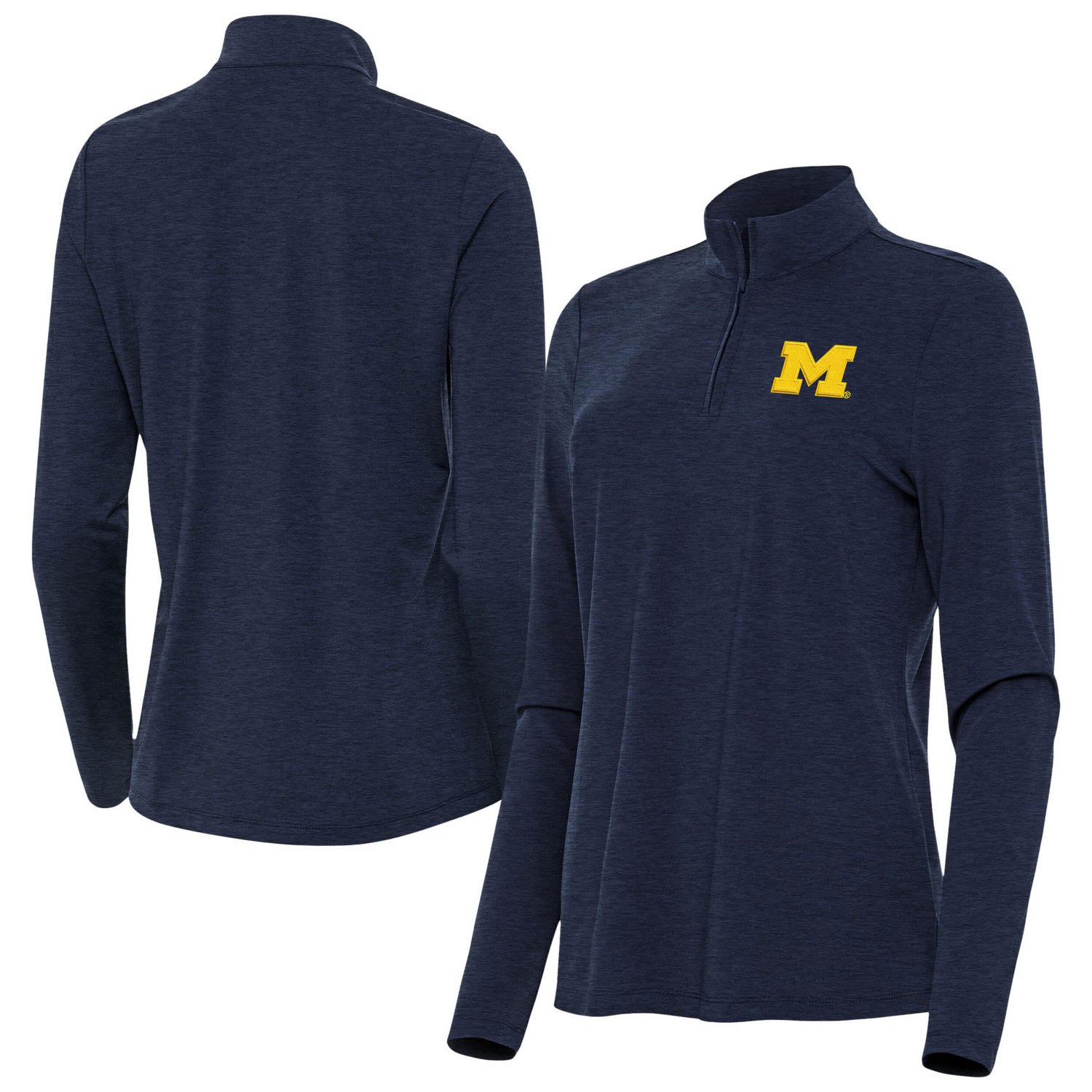 Antigua Heather Michigan Wolverines Bright Quarter-Zip Top
