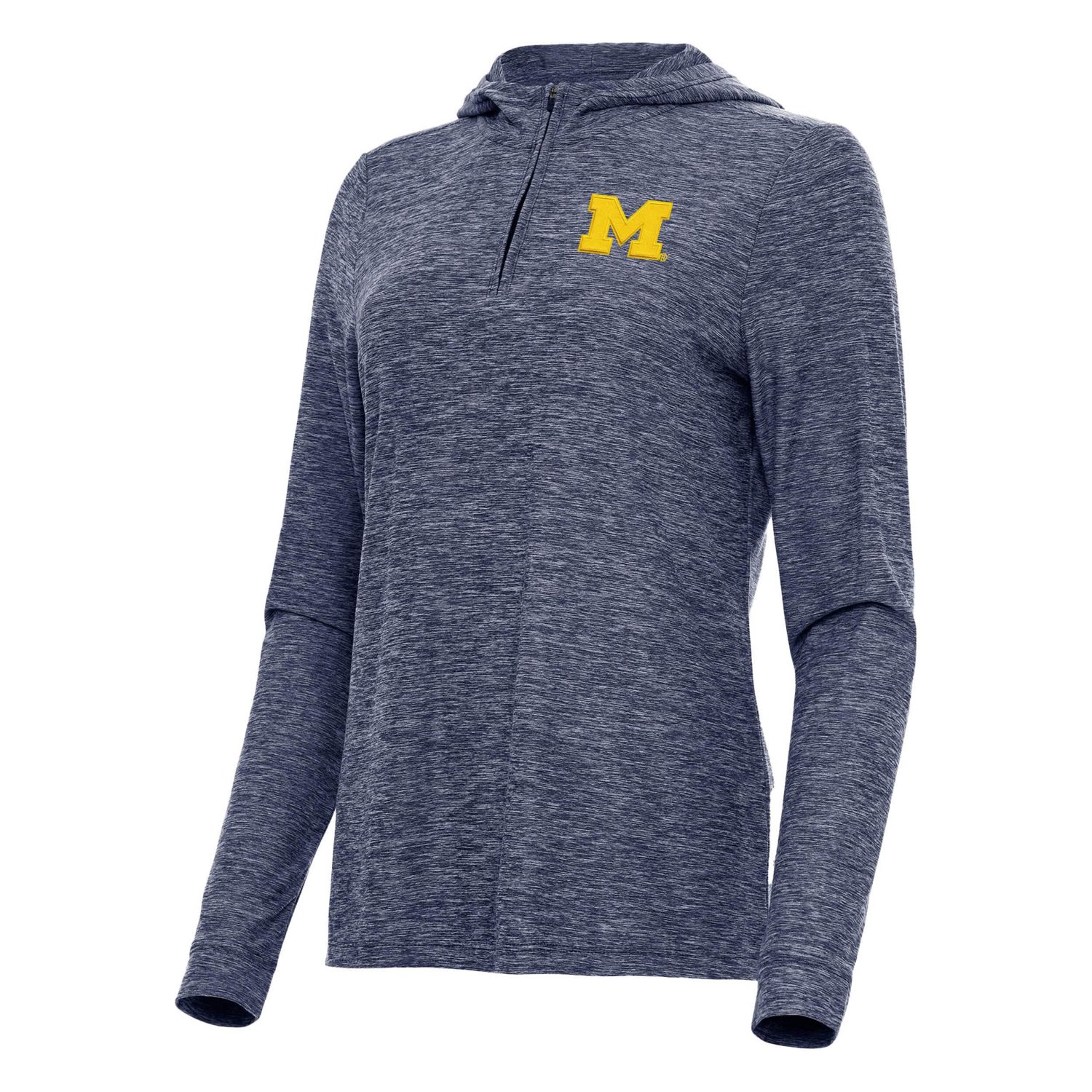 Antigua Heather Michigan Wolverines Daybreak Quarter-Zip Hoodie - view number 2