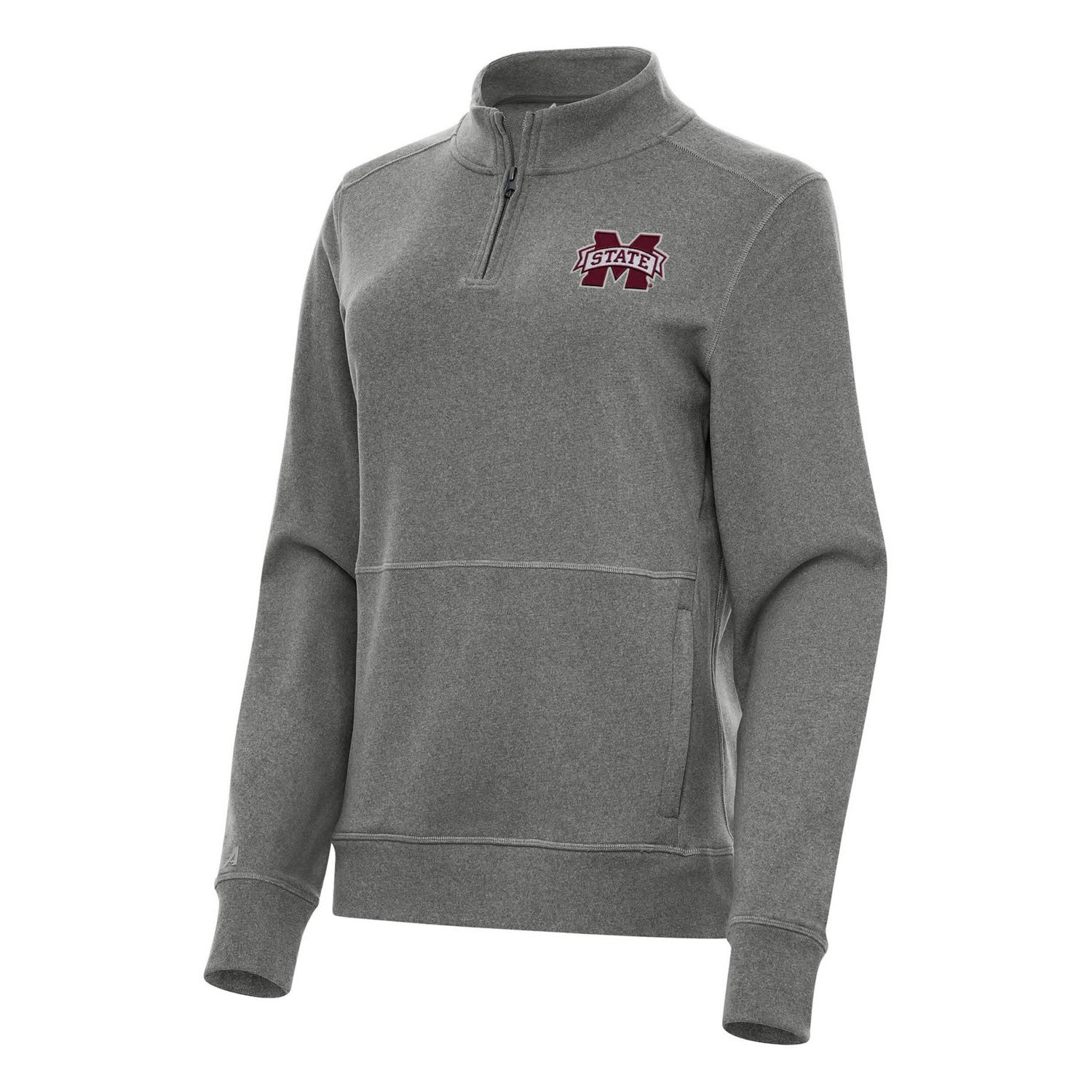 Antigua Heather Mississippi State Bulldogs Crush Quarter-Zip Fleece Sweatshirt