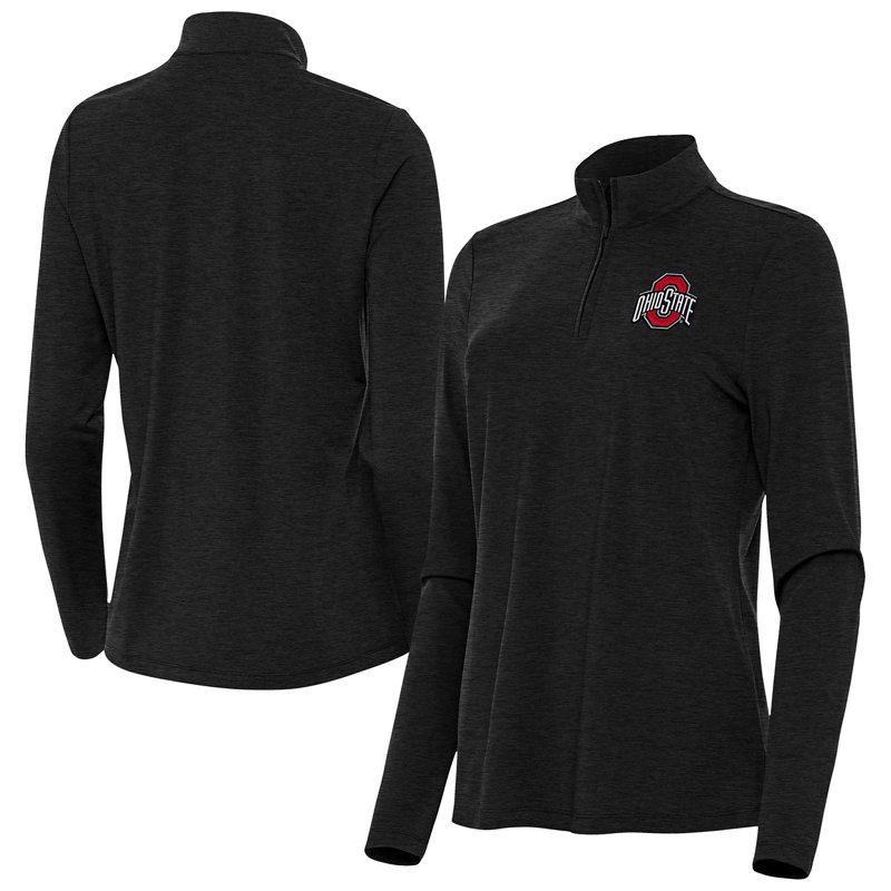 Antigua Heather Ohio State Buckeyes Bright Quarter-Zip Top-image