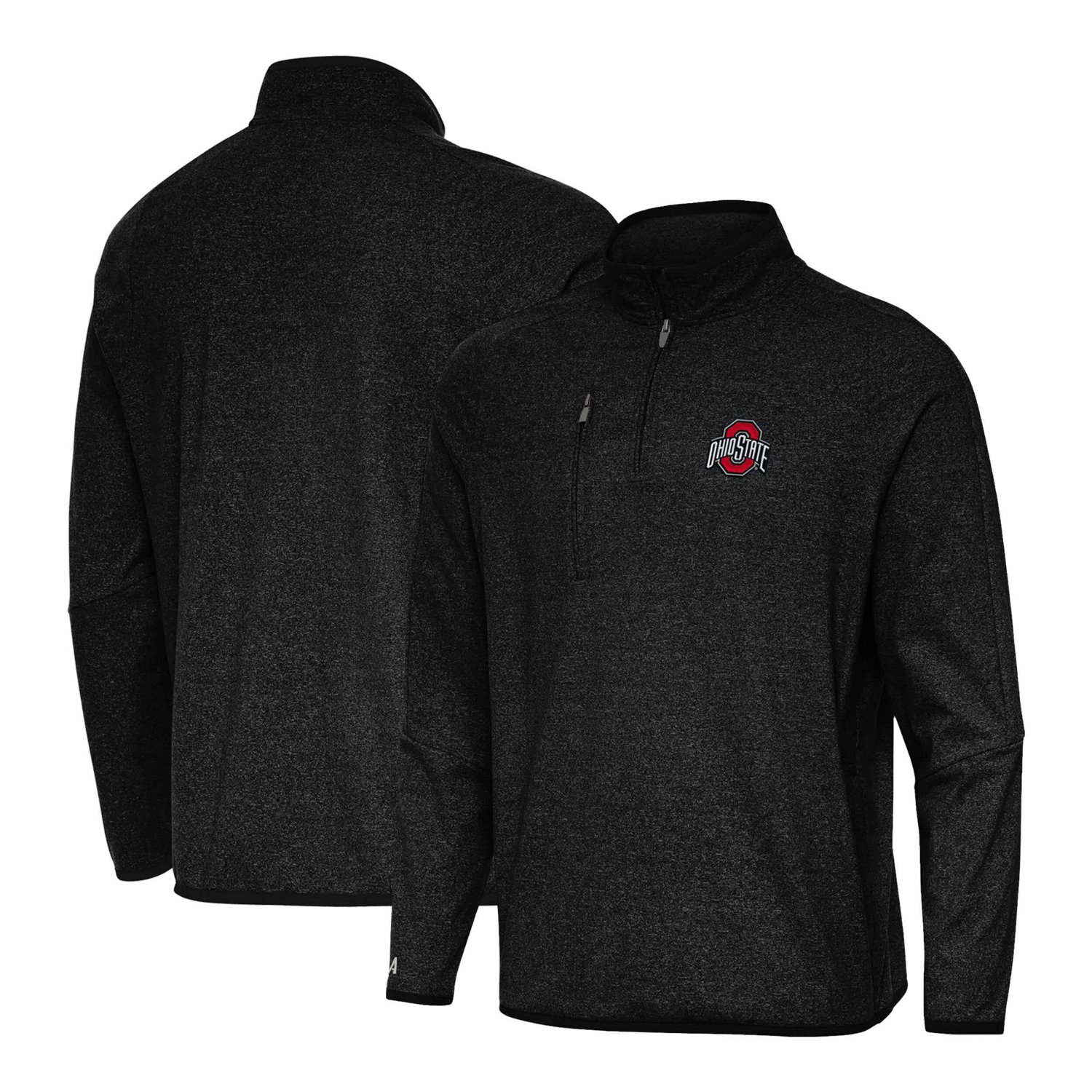 Antigua Heather Ohio State Buckeyes Certain Tri-Blend Quarter-Zip Top