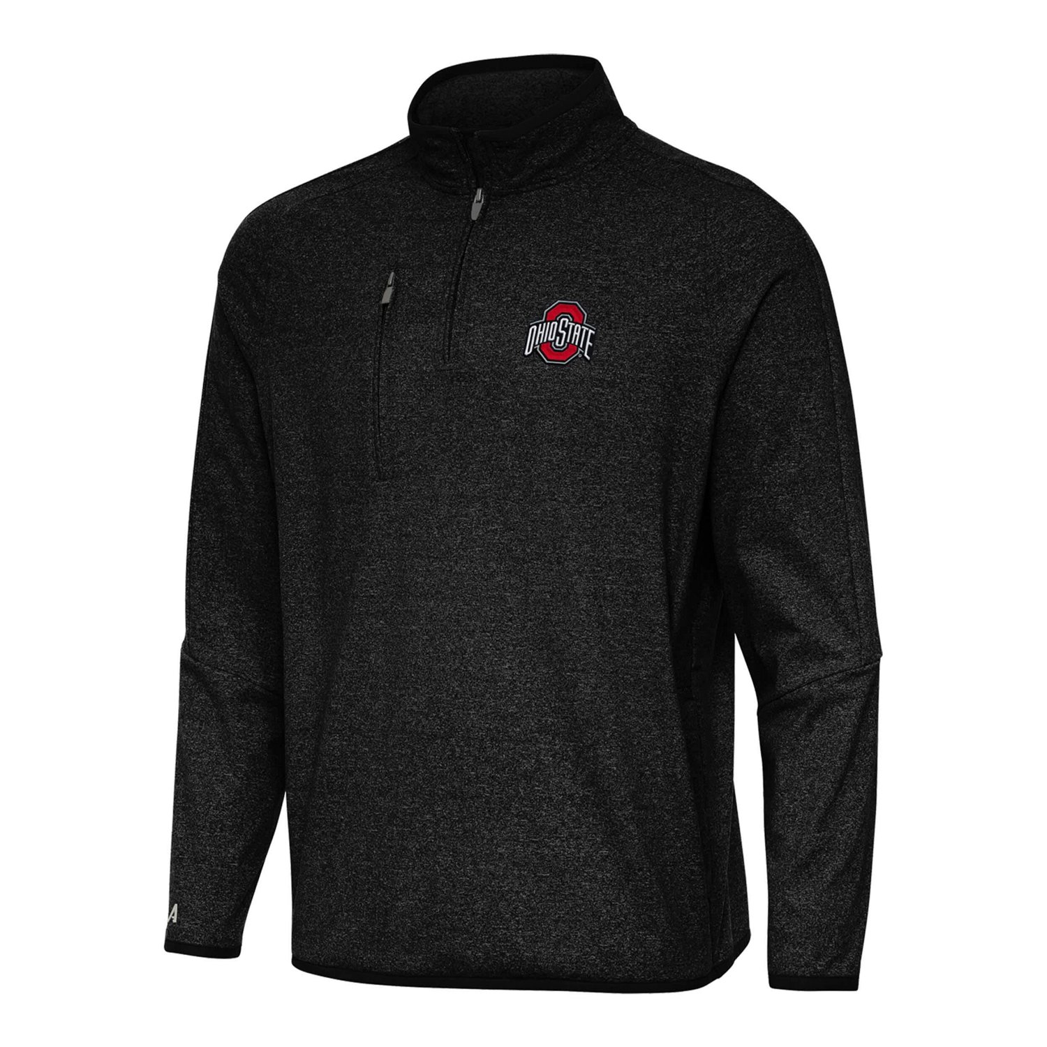 Antigua Heather Ohio State Buckeyes Certain Tri-Blend Quarter-Zip Top