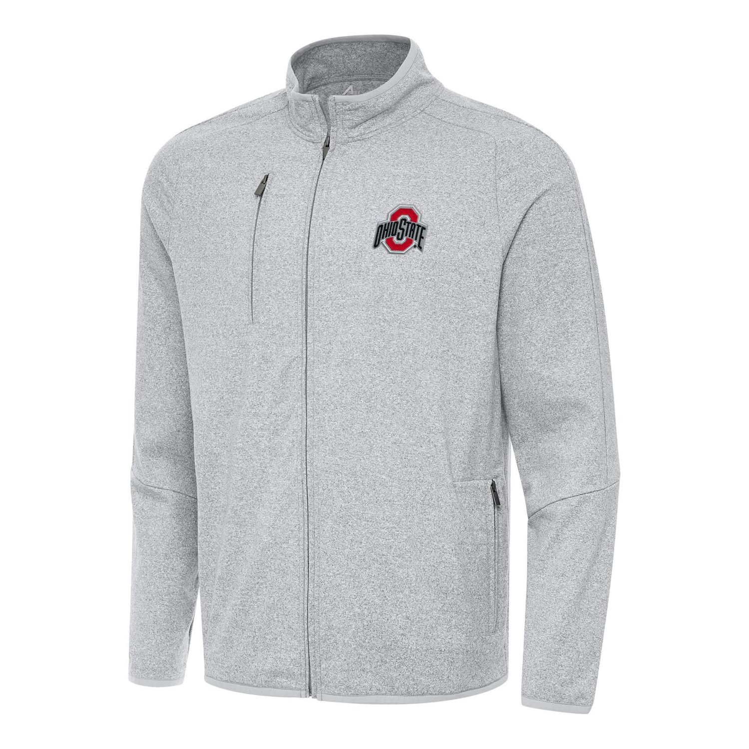 Antigua Heather Ohio State Buckeyes Hold-Up Full-Zip Tri-Blend Jacket                                                            - view number 1