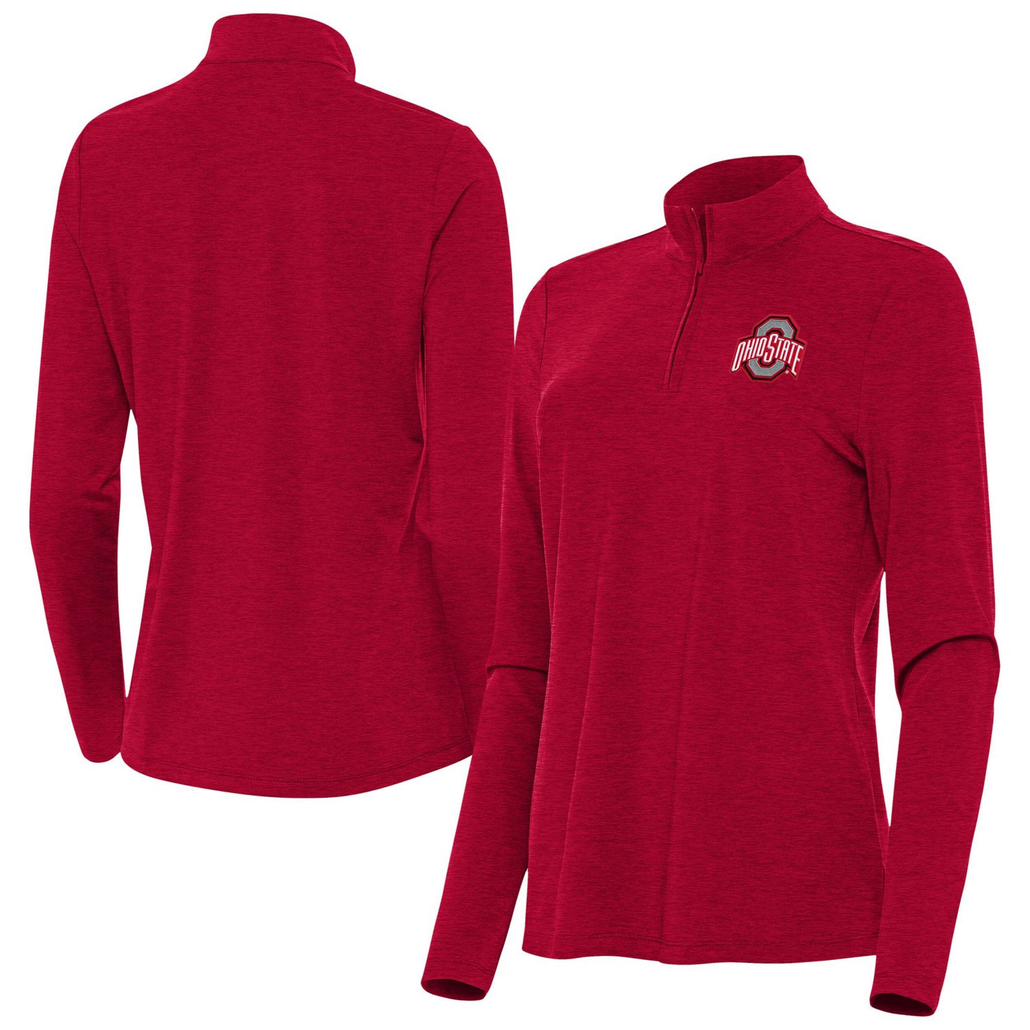 Antigua Heather Scarlet Ohio State Buckeyes Bright Quarter-Zip Top