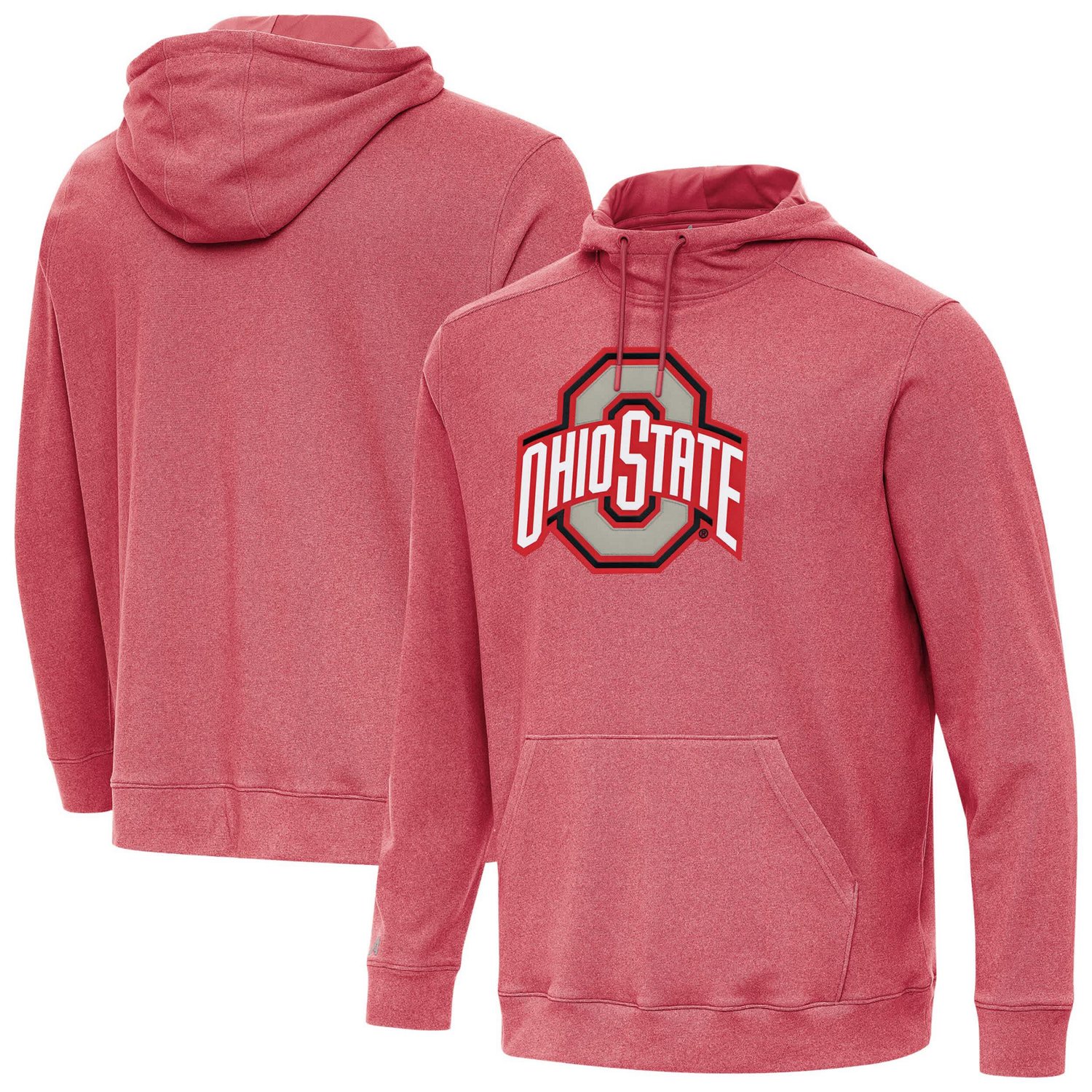 Antigua Heather Scarlet Ohio State Buckeyes Cloud Pullover Hoodie