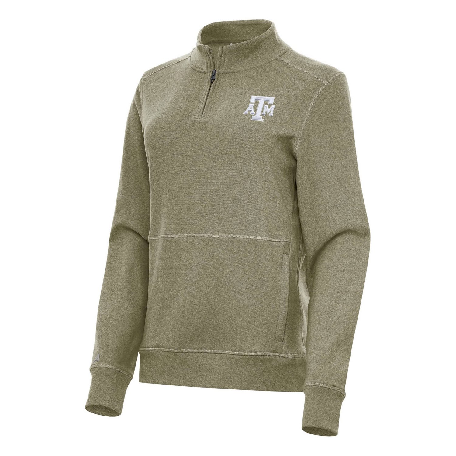 Antigua Heather Texas AM Aggies Crush Quarter-Zip Fleece Sweatshirt - view number 1