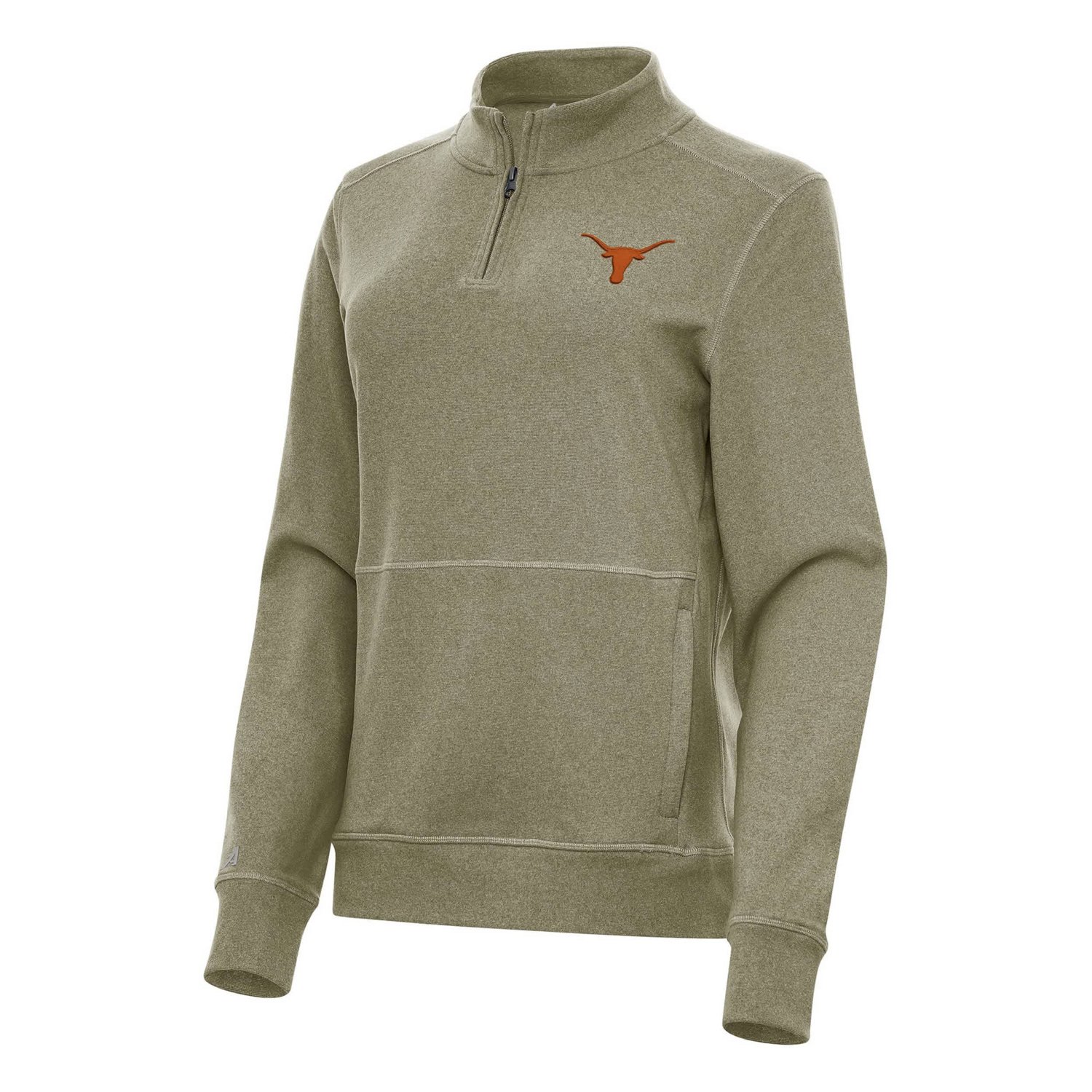 Antigua Heather Texas Longhorns Crush Quarter-Zip Fleece Sweatshirt                                                              - view number 1