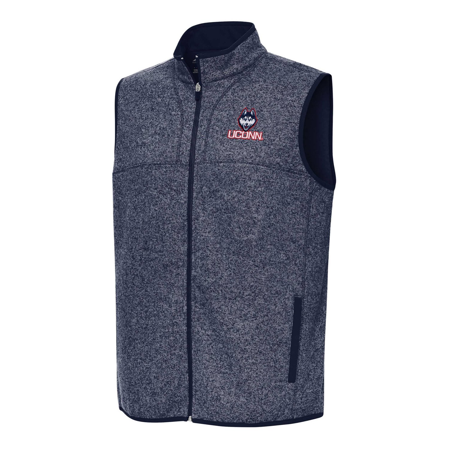 Antigua Heather UConn Huskies Fortune Full-Zip Vest