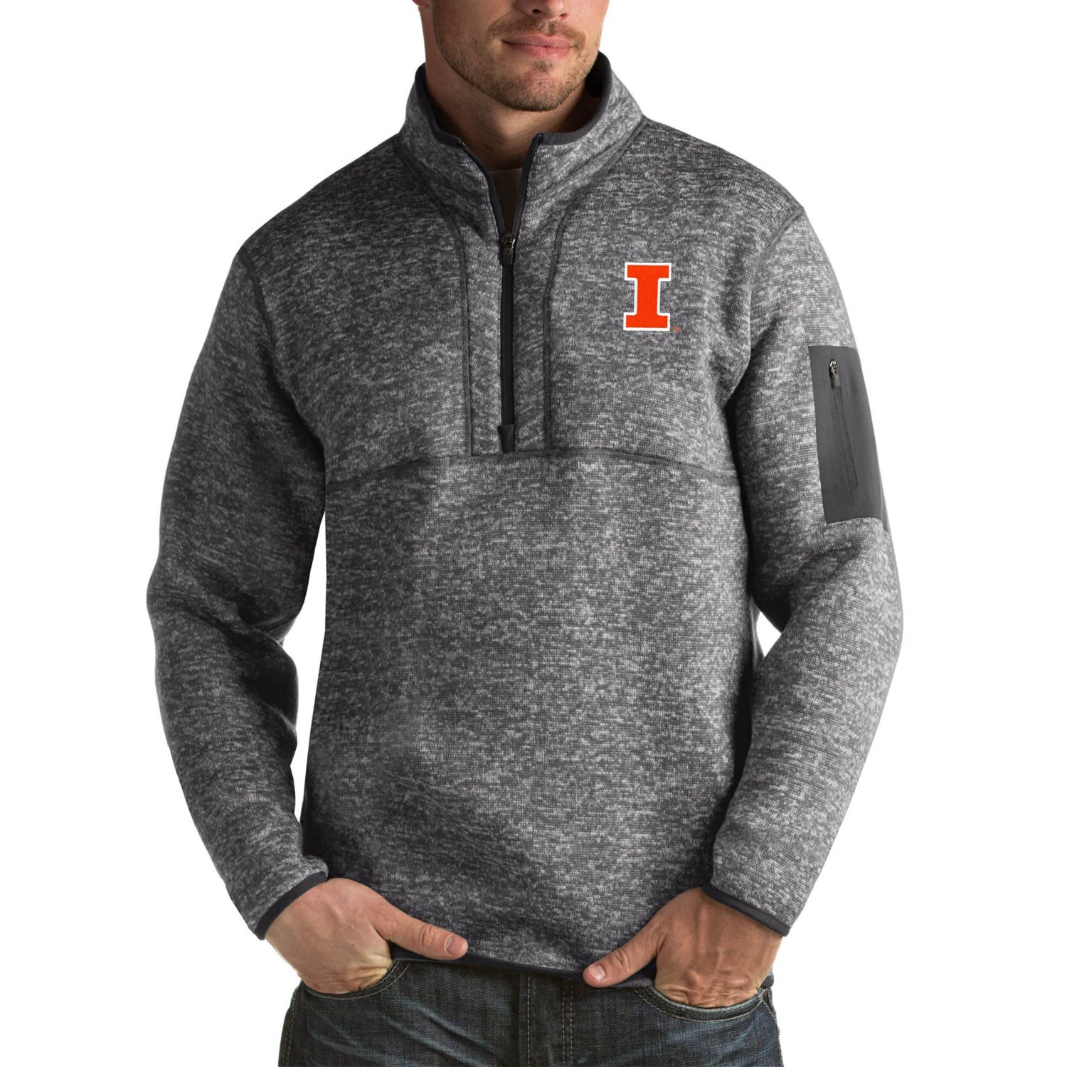 Antigua Illinois Fighting Illini Fortune Big  Tall Quarter-Zip Pullover Jacket
