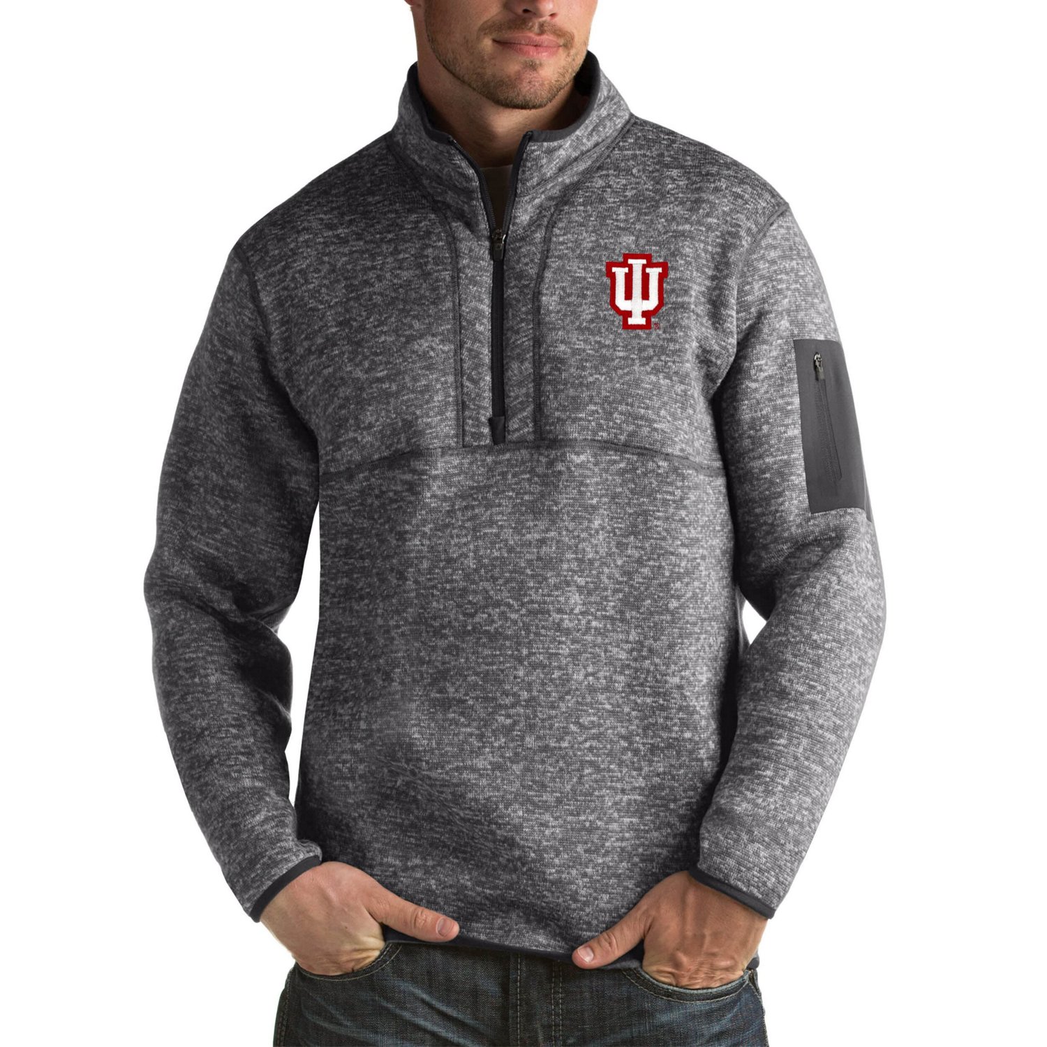 Antigua Indiana Hoosiers Fortune Big  Tall Quarter-Zip Pullover Jacket