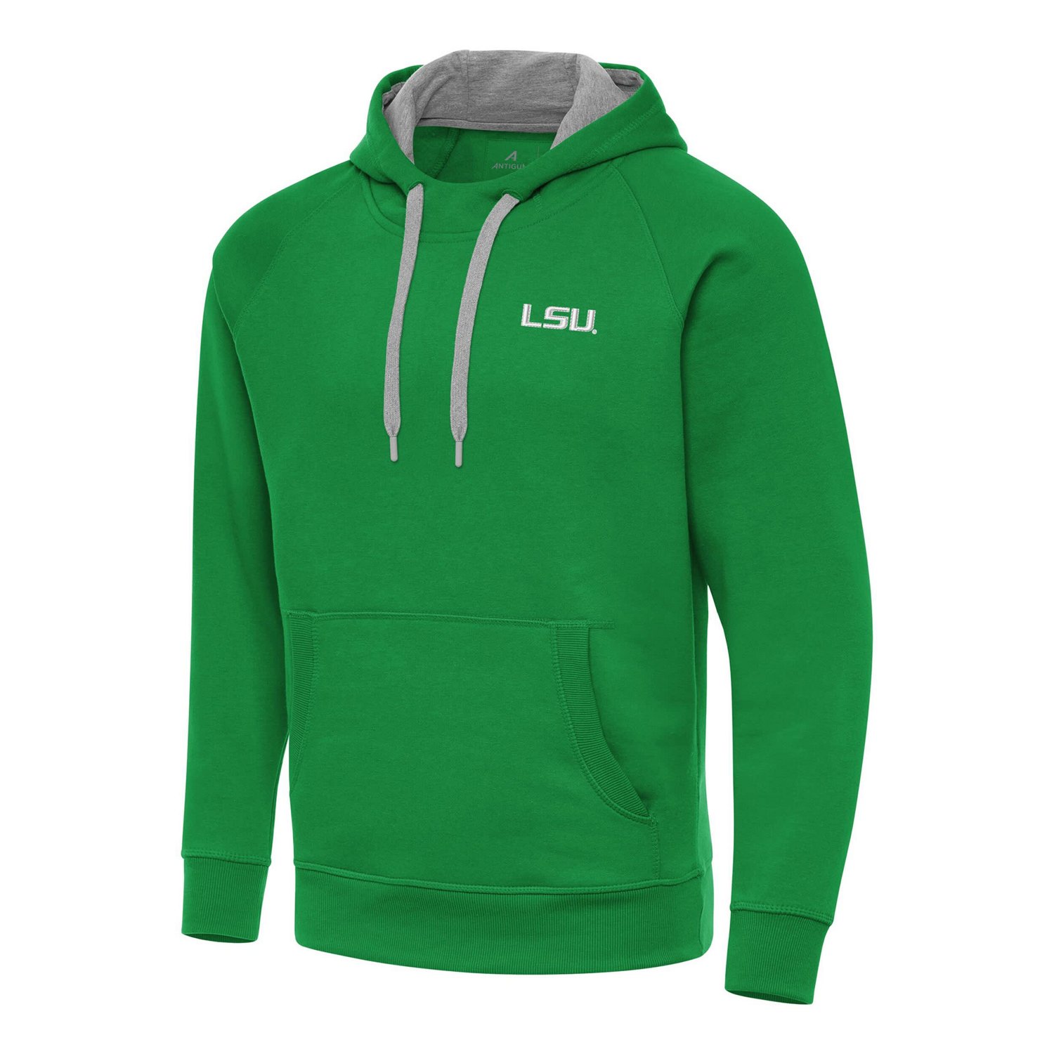 Antigua Kelly LSU Tigers St Patrick's Day Fleece Raglan Victory Pullover Hoodie - view number 1