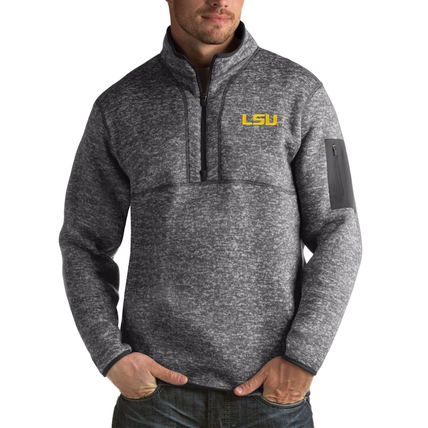 Antigua LSU Tigers Fortune Big  Tall Quarter-Zip Pullover Jacket                                                                 - view number 1