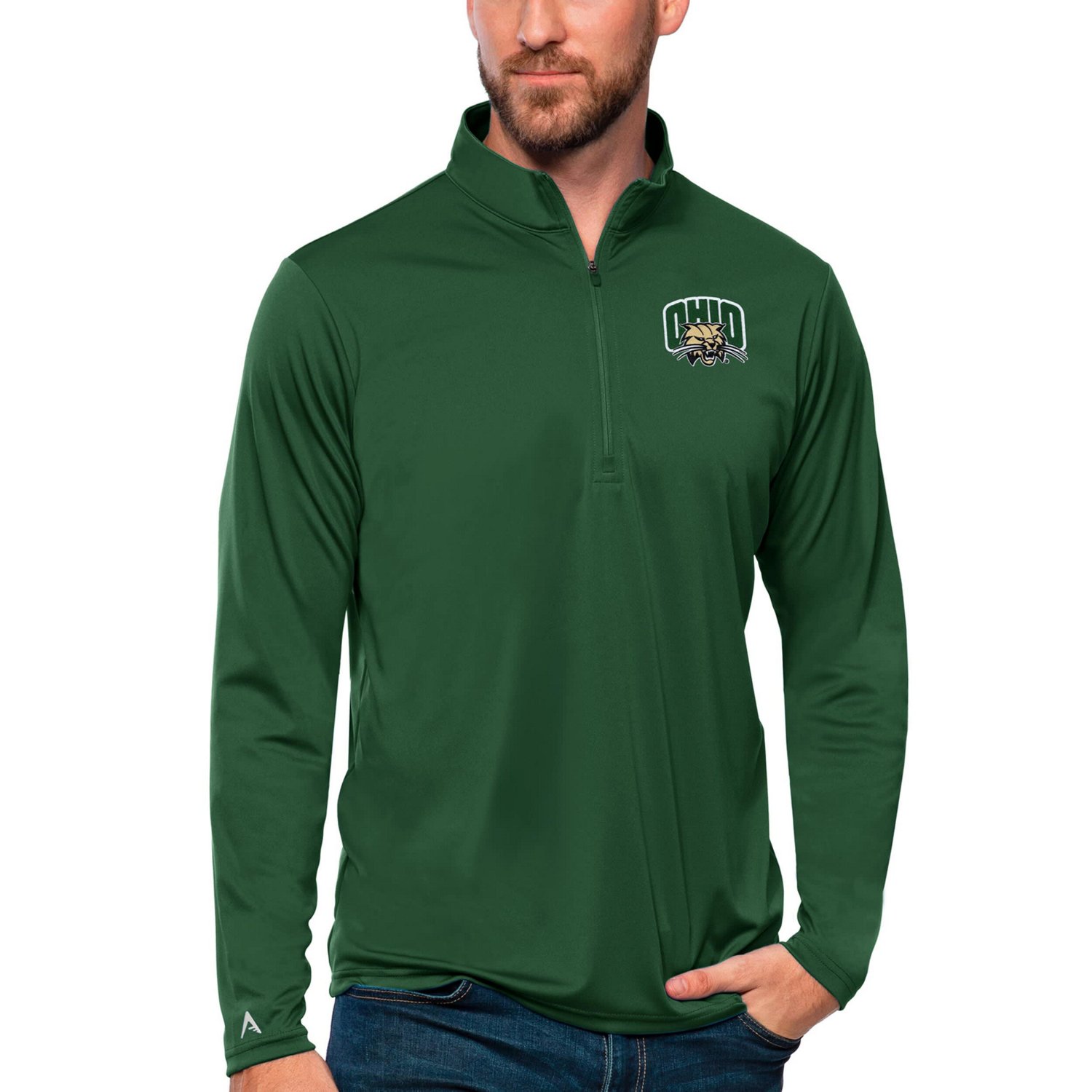 Antigua Ohio Bobcats Tribute Quarter-Zip Top