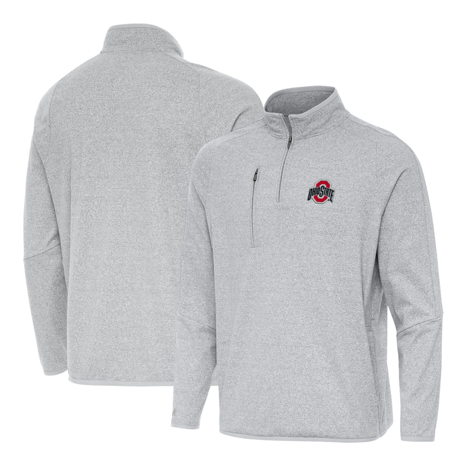 Antigua Ohio State Buckeyes Certain Tri-Blend Quarter-Zip Top