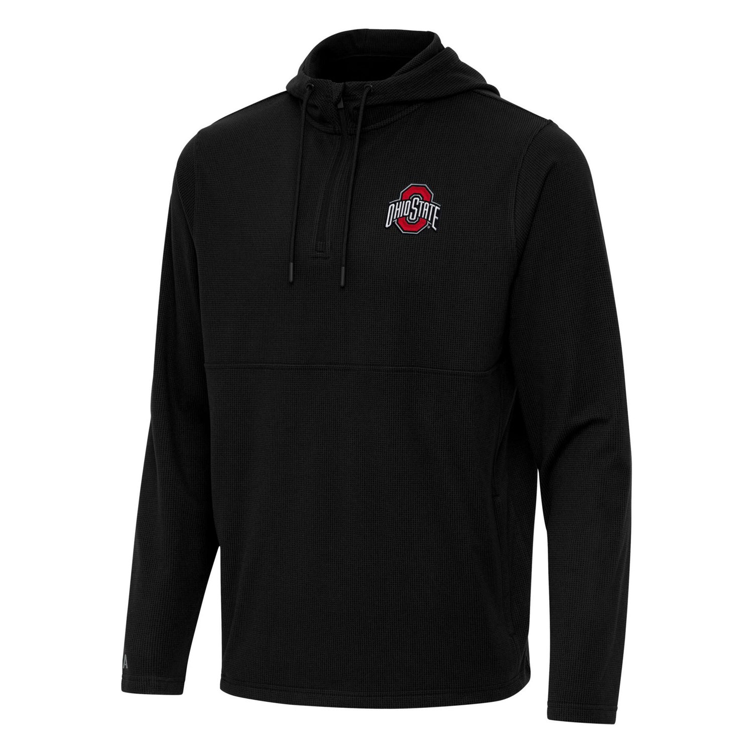 Antigua Ohio State Buckeyes Connected Quarter-Zip Waffle-Knit Tri-Blend Hoodie - view number 2