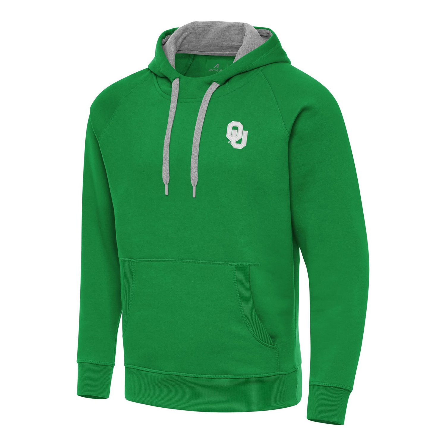 Antigua Oklahoma Sooners St Patrick's Day Fleece Raglan Victory Pullover Hoodie - view number 1