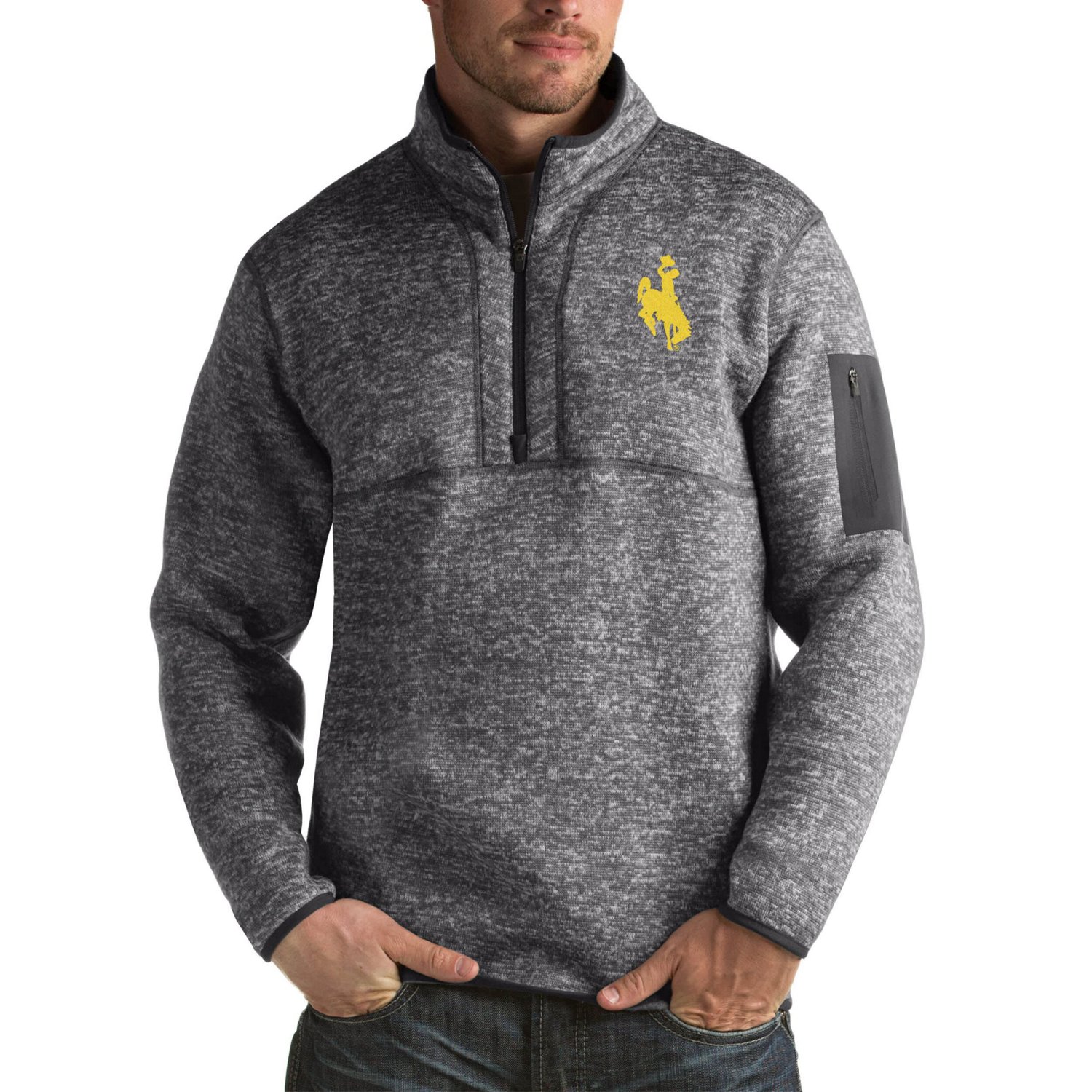 Antigua Wyoming Cowboys Fortune Big  Tall Quarter-Zip Pullover Jacket - view number 1