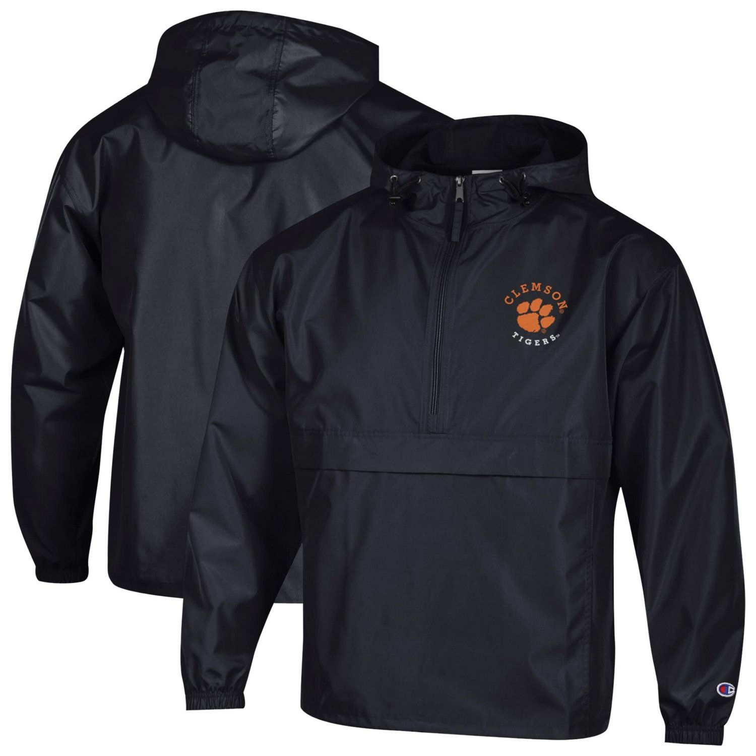 Champion Clemson Tigers Packable Hooded Windbreaker Half-Zip Jacket