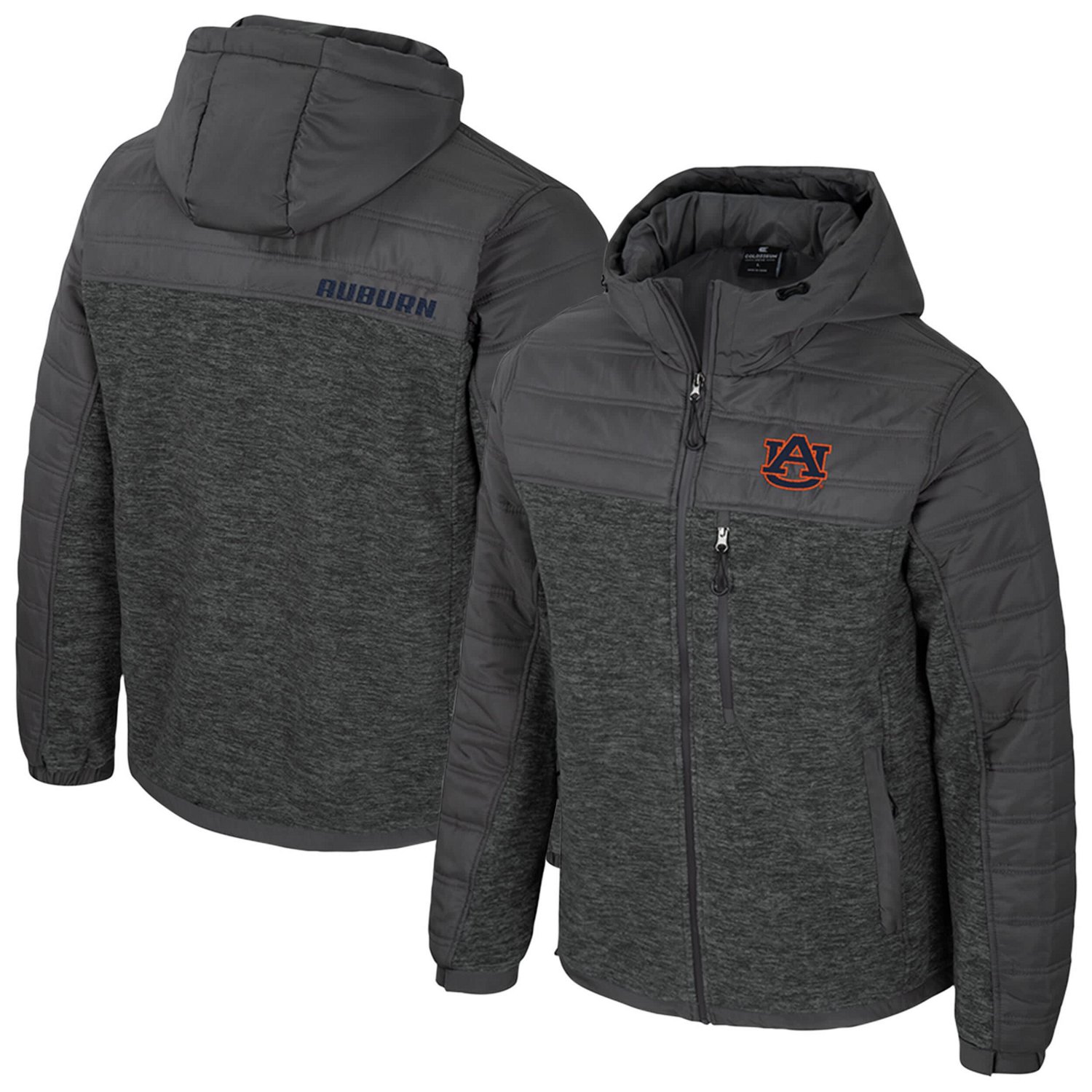 Colosseum Auburn Tigers Nightman Full-Zip Hoodie Puffer Jacket