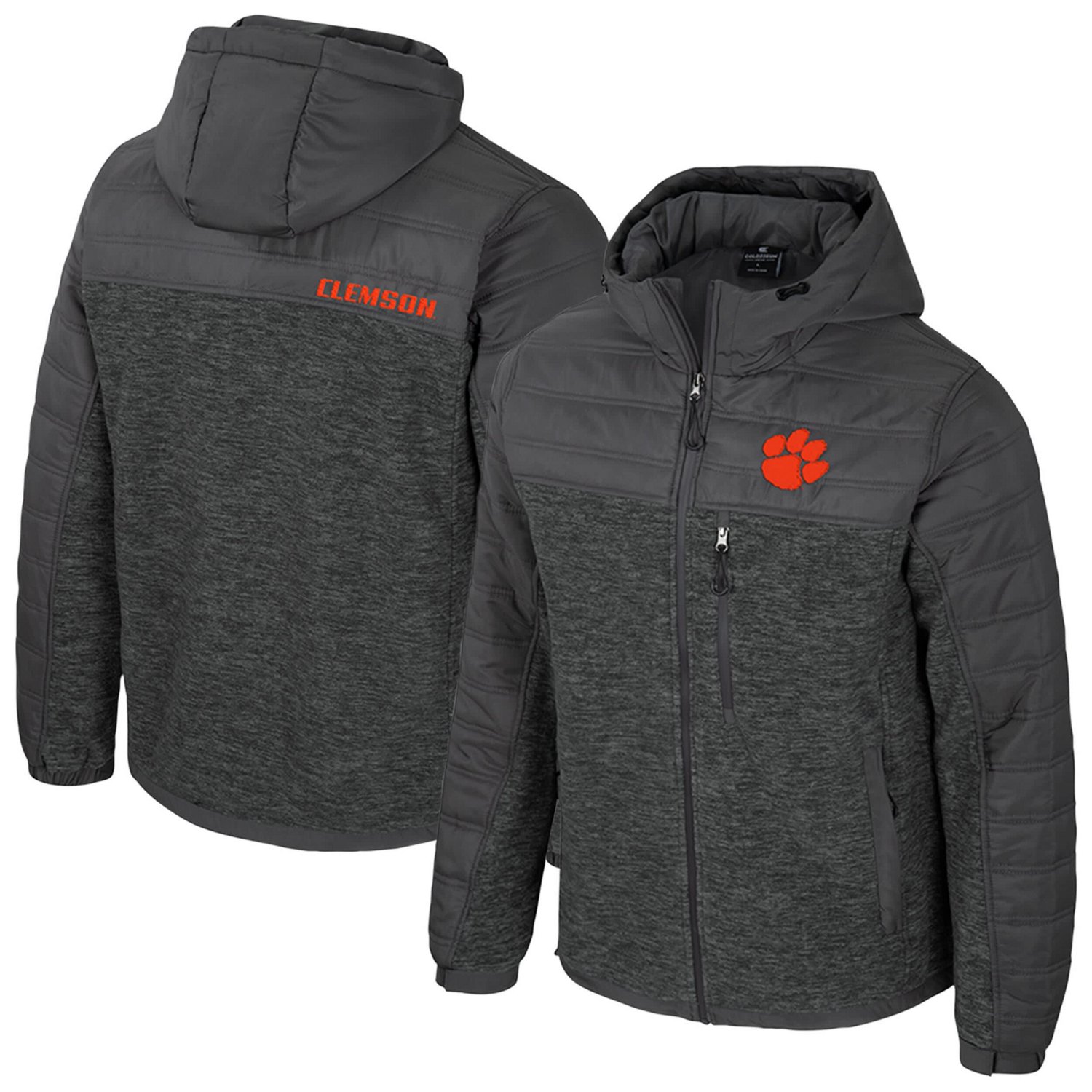 Colosseum Clemson Tigers Nightman Full-Zip Hoodie Puffer Jacket